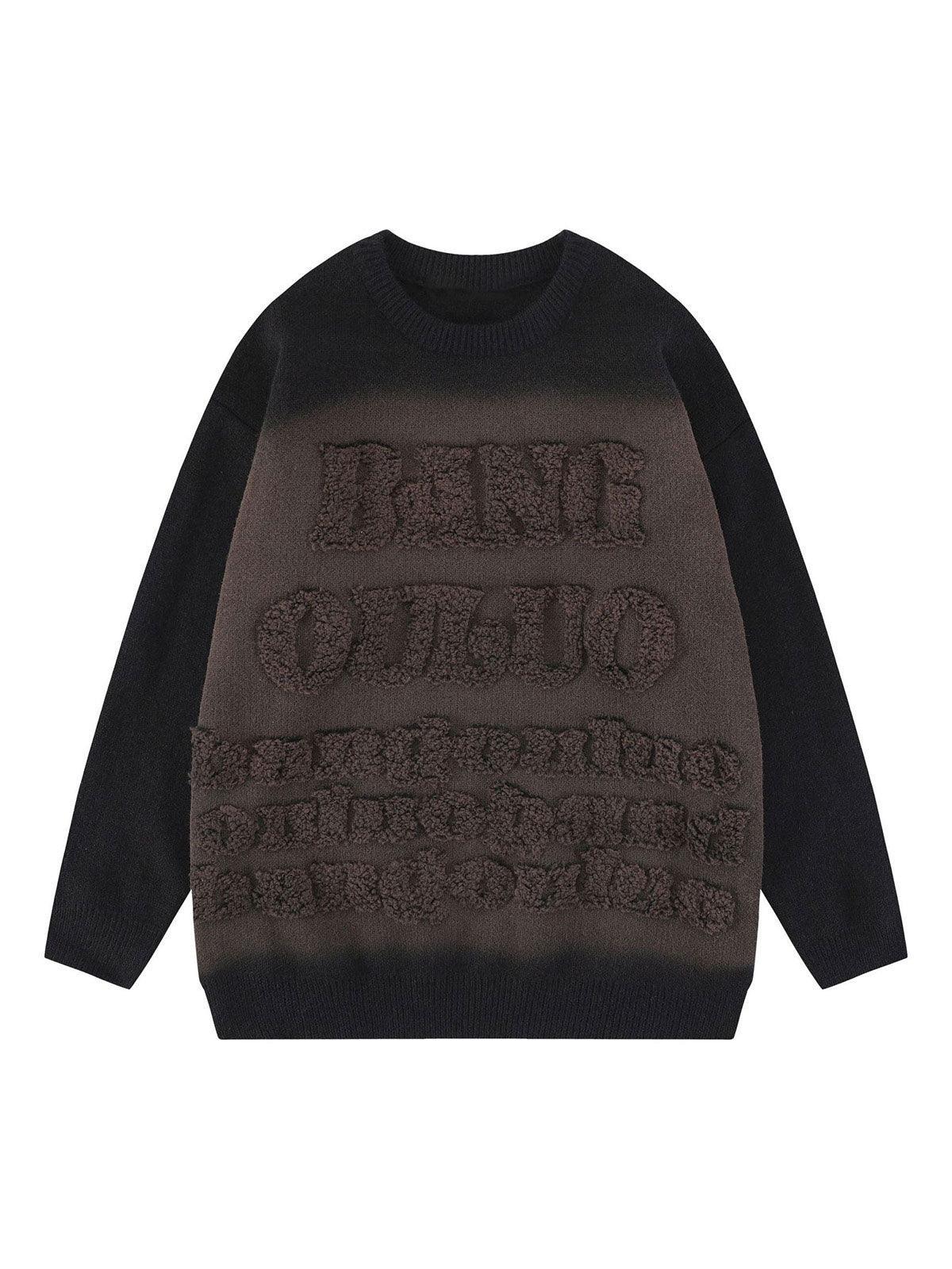 1984 Retro Letters Jacquard Crew Neck Sweater SP240919UL93