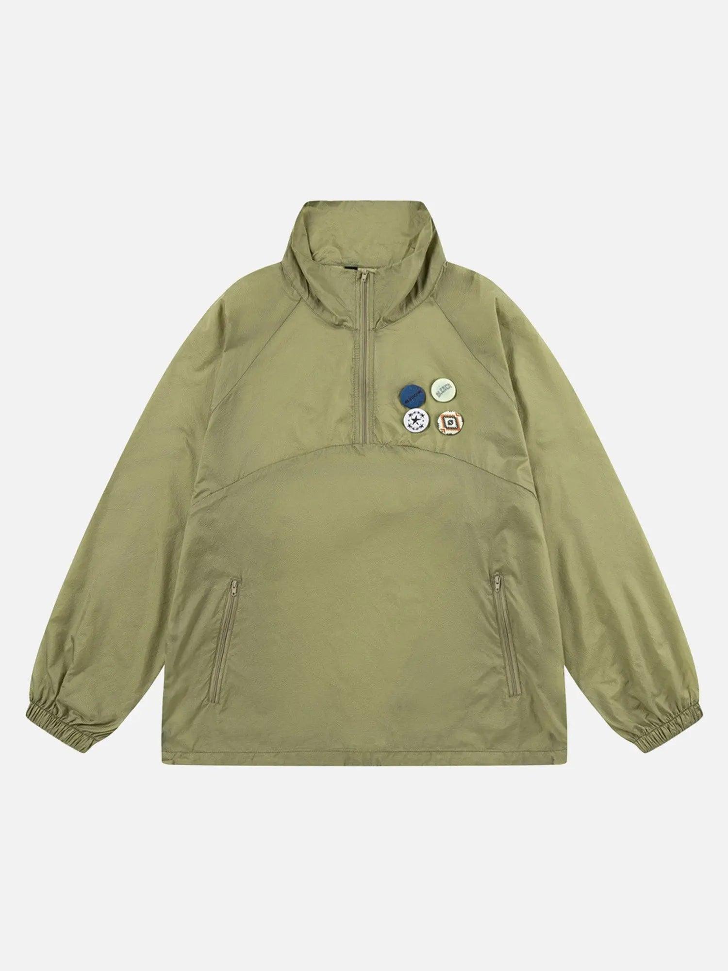 1984 Badge-embellished Stand Collar Half-zip Pullover Jacket - 1984brand