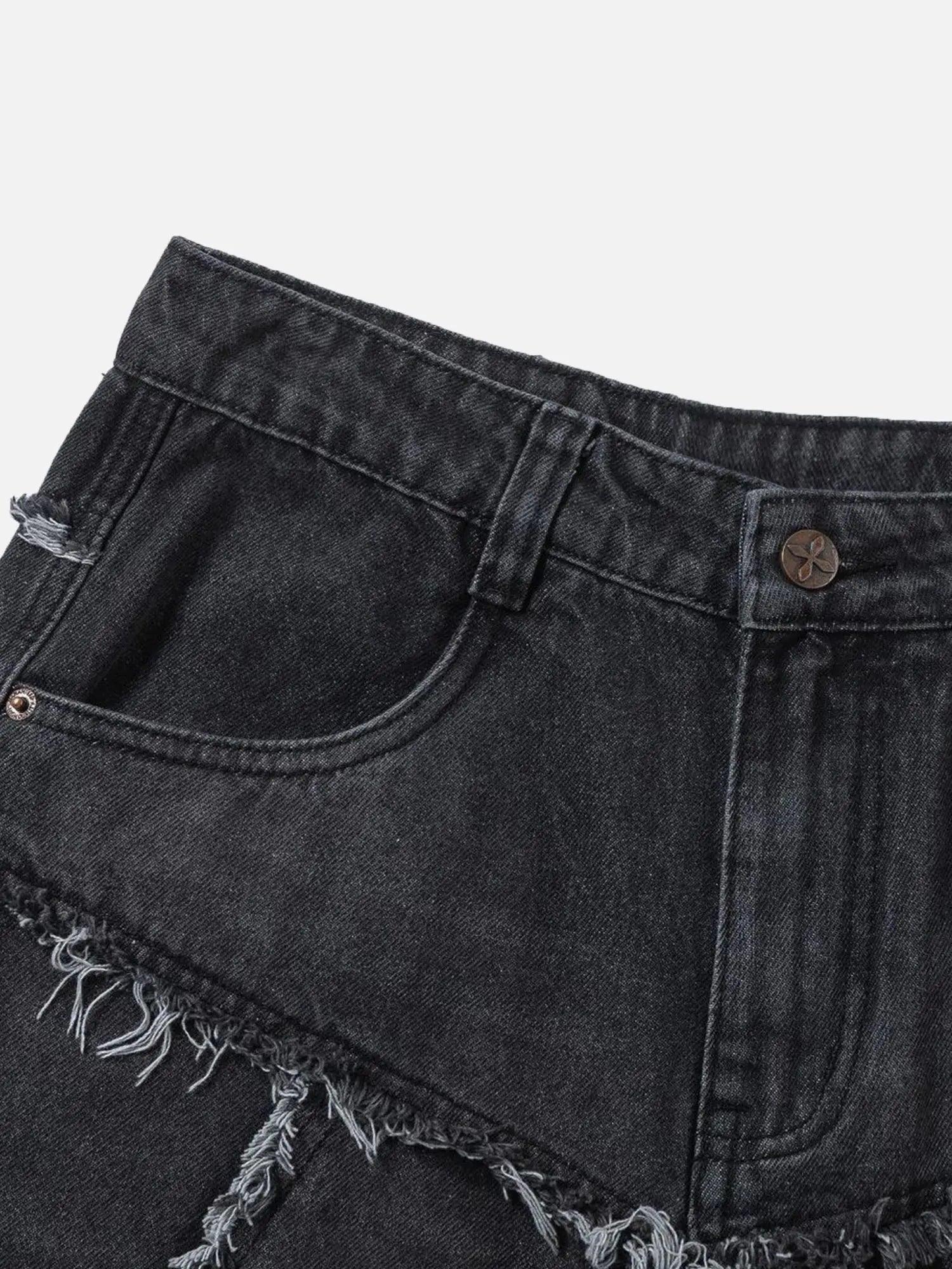 1984 Fashionable Niche Design Multi-pocket Raw Edge Jeans SP24042681S7