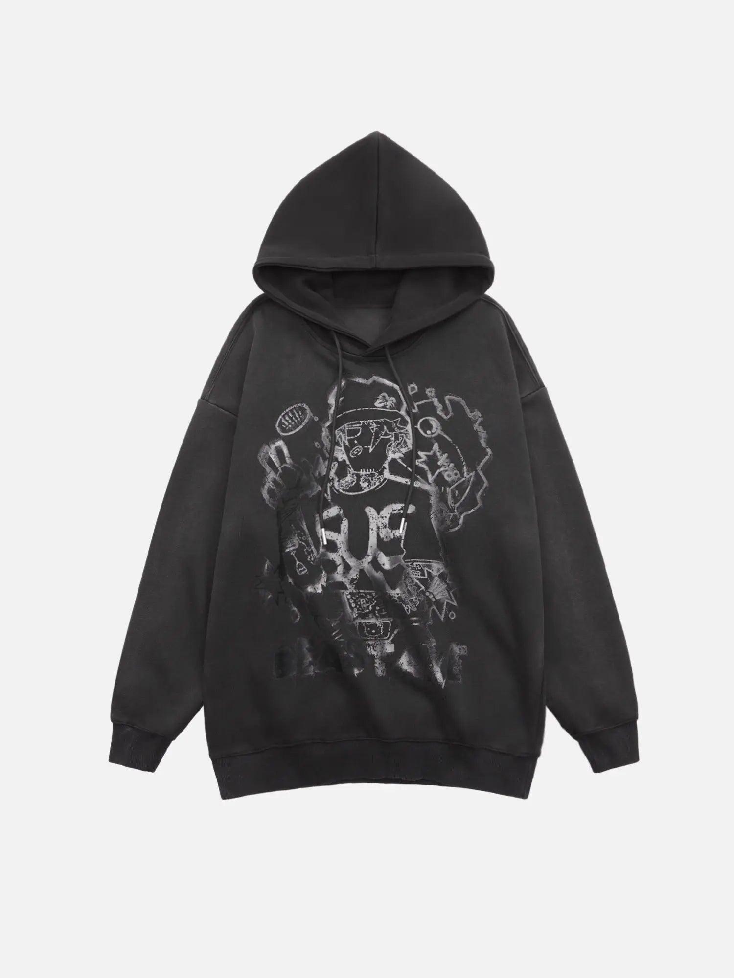 1984 Gradient Washed Graffiti Fun Portrait Print Sweatshirt SP240301CESR