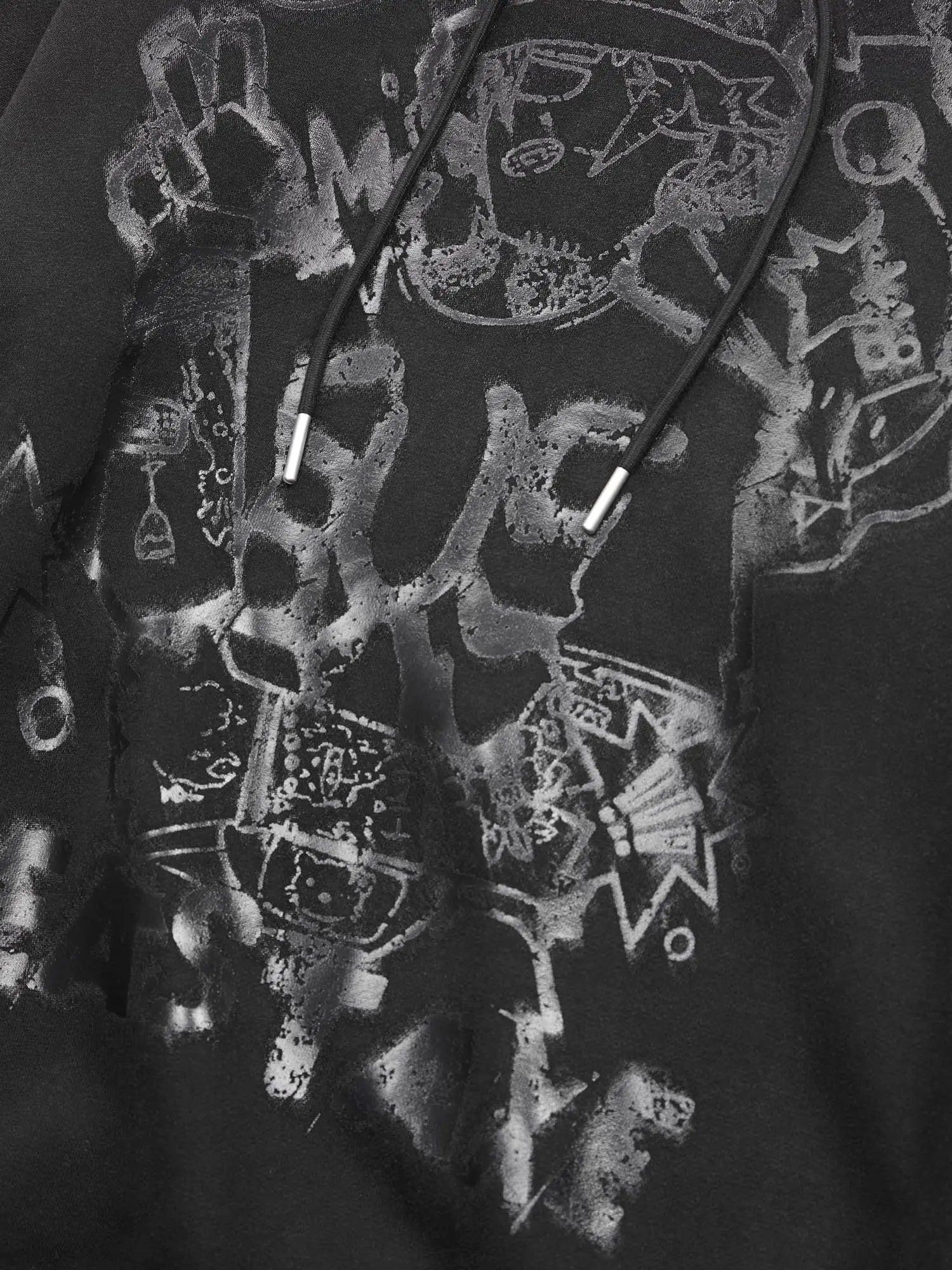 1984 Gradient Washed Graffiti Fun Portrait Print Sweatshirt SP240301CESR