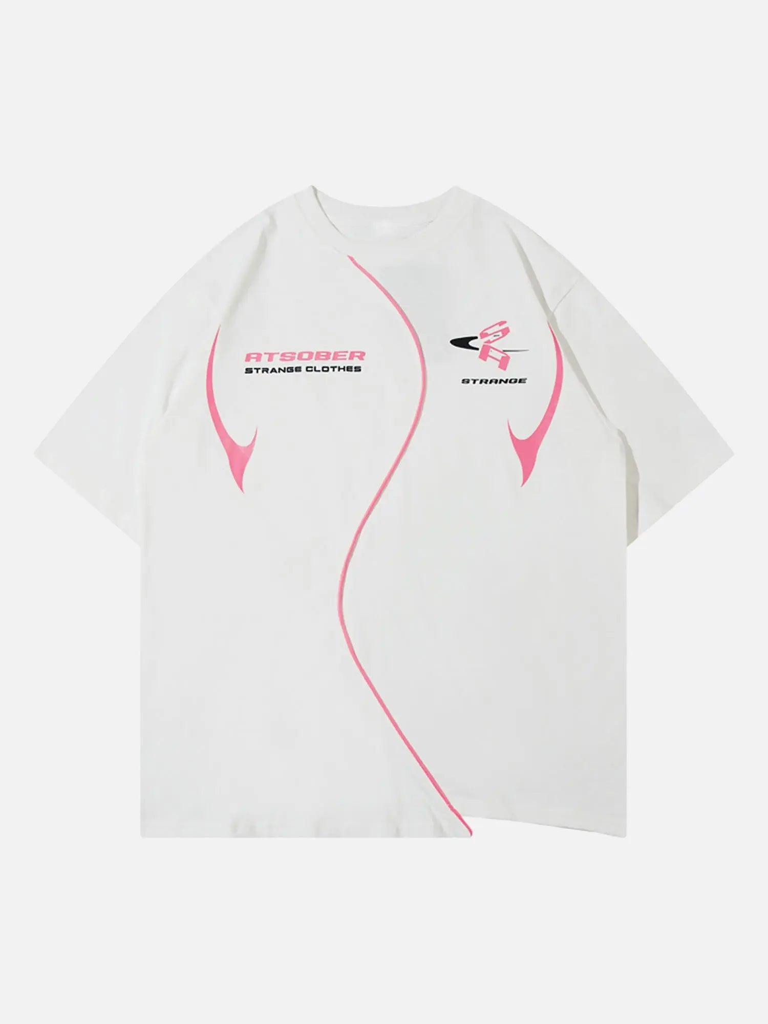 1984 High Street Motorcycle Print Asymmetric T-shirt SP240320VYEY