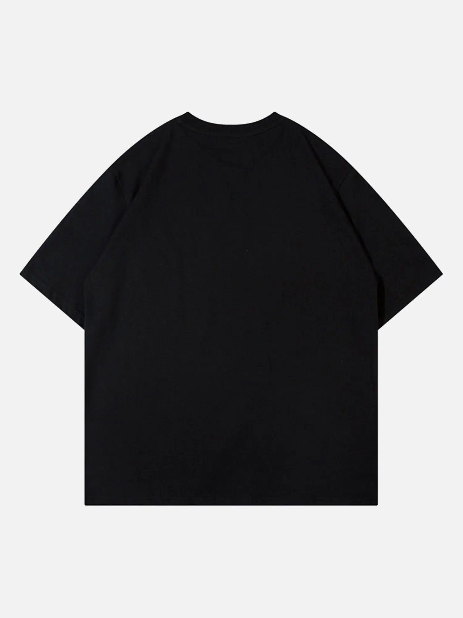 1984 High Street Motorcycle Print Asymmetric T-shirt SP240320VYEY