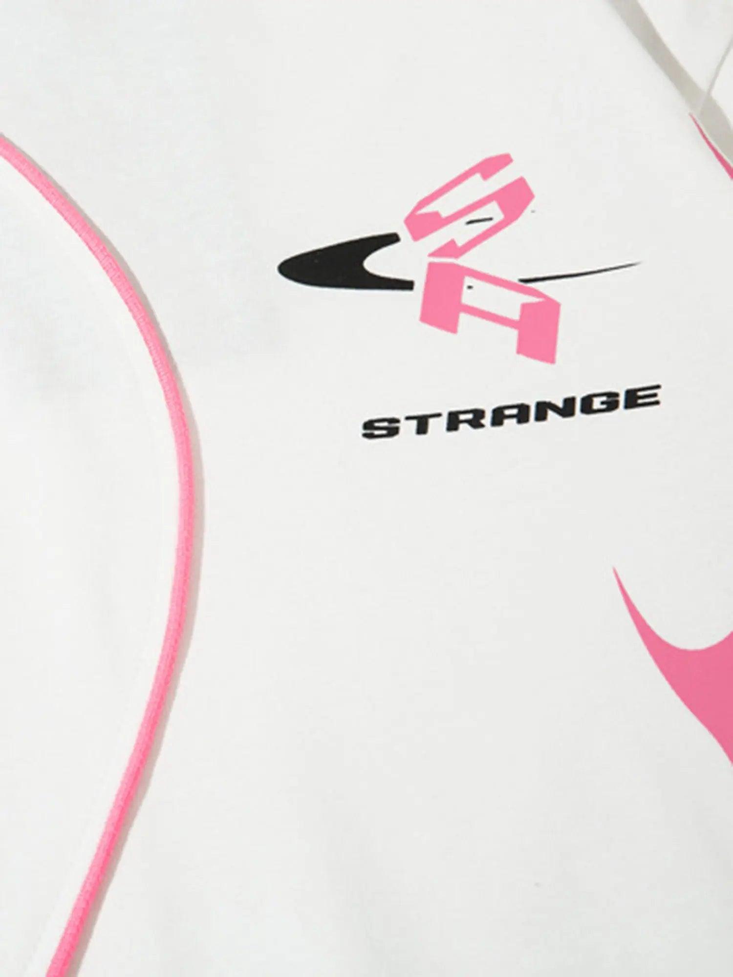 1984 High Street Motorcycle Print Asymmetric T-shirt SP240320VYEY