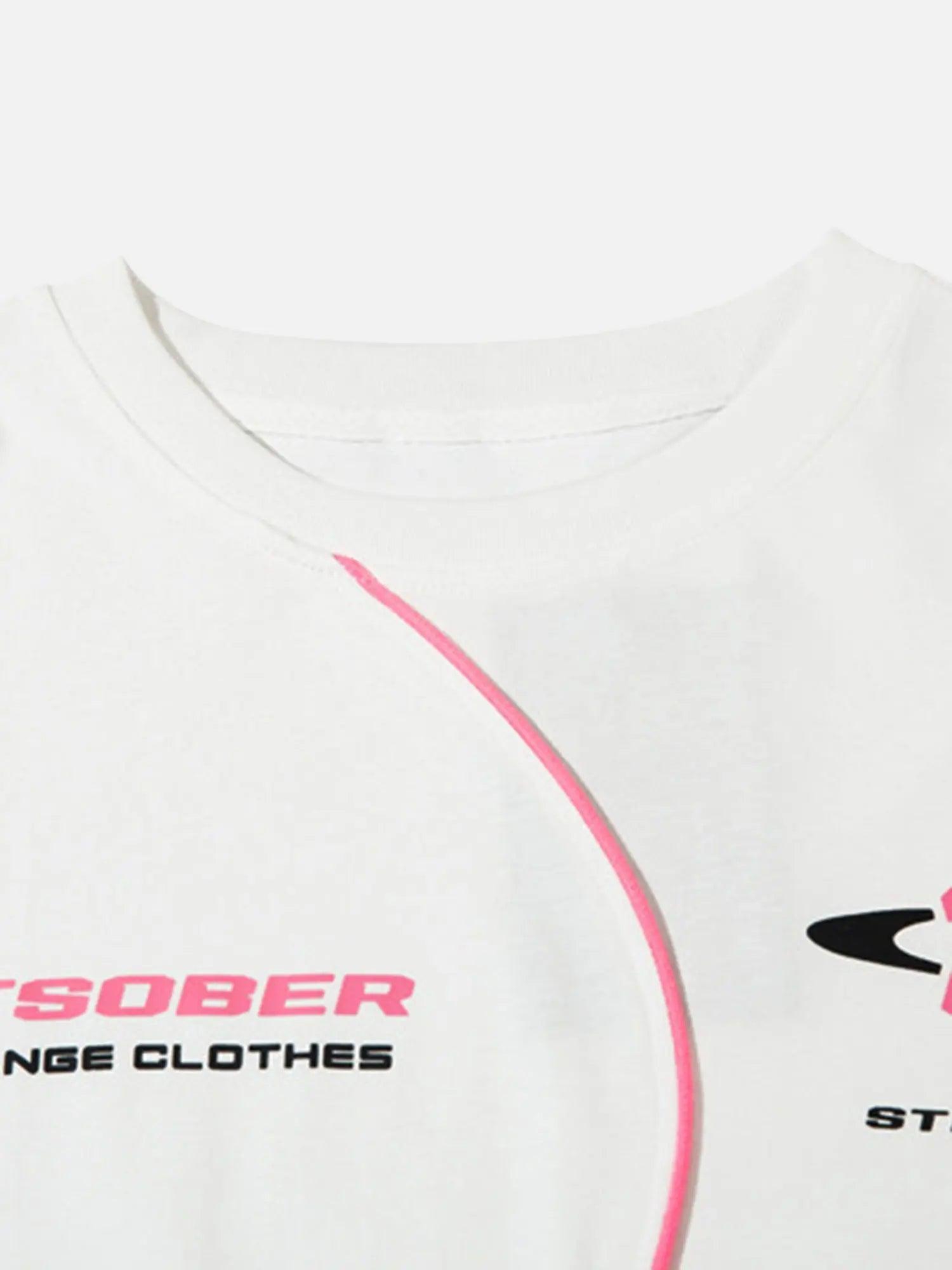 1984 High Street Motorcycle Print Asymmetric T-shirt SP240320VYEY