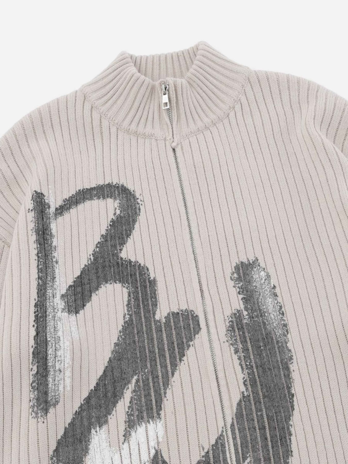 1984 Vintage Graffiti Print Cardigan Sweater - 1988 SP23110398KM
