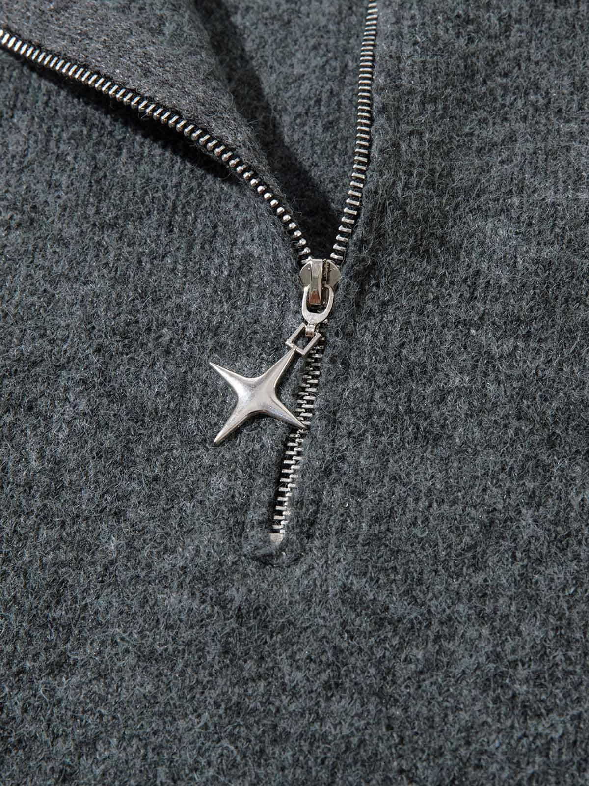 Distressed Quarter Zip Sweater SP240912WB37
