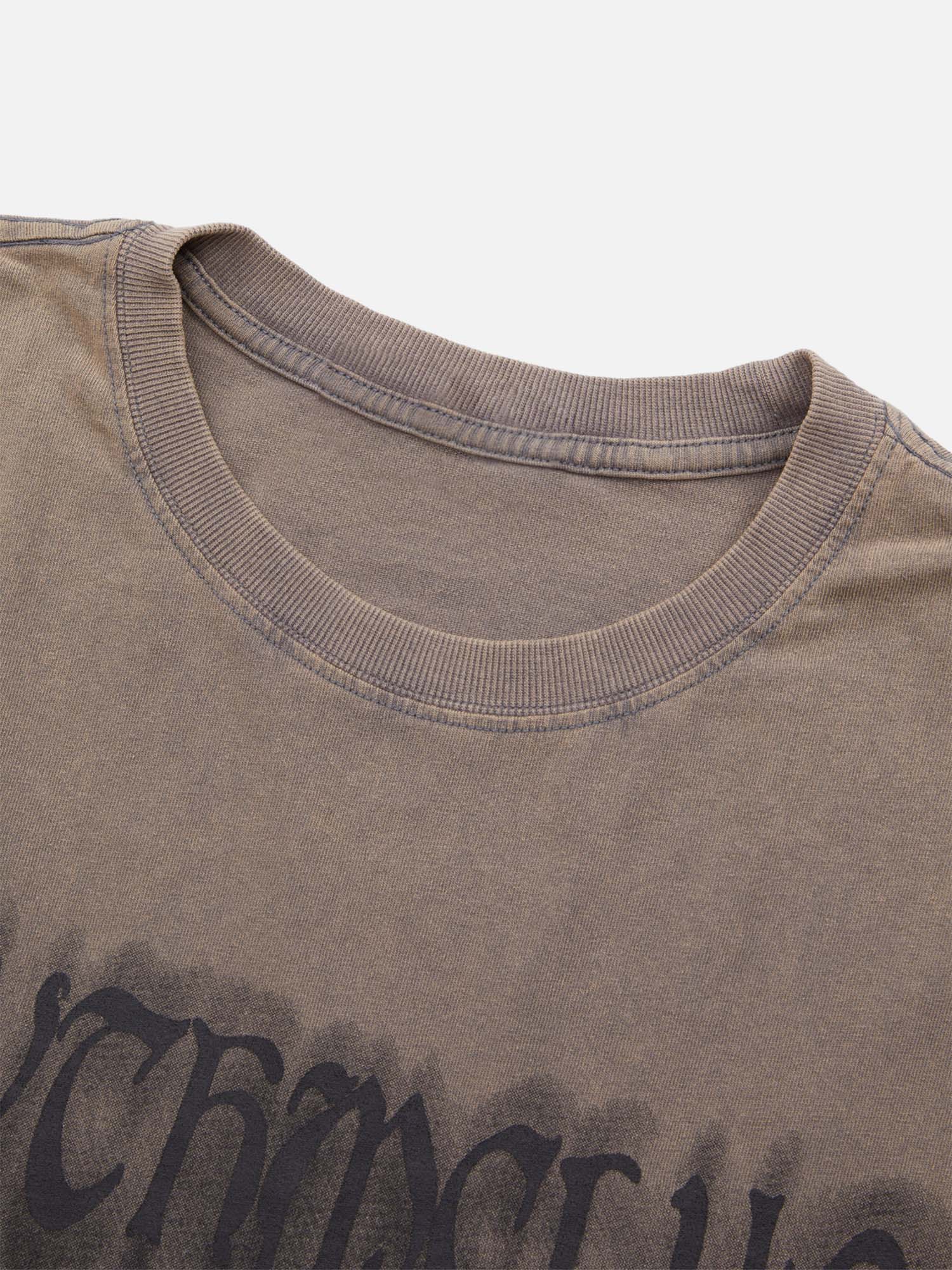 1984 Street Distressed Washed Letter Print T-shirt SP240301ON4F