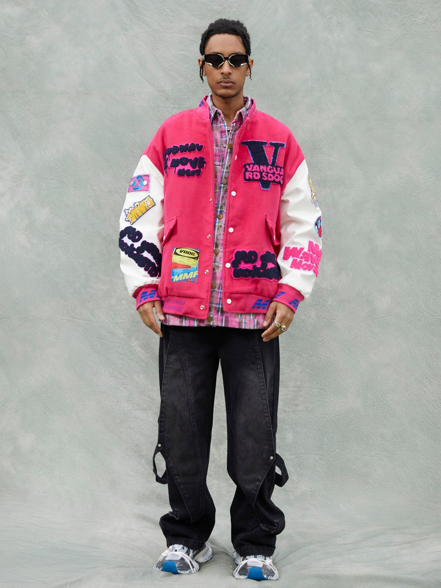 1984 Pink Terry Patch Embroidered Hip Hop Baseball Jersey - 1965 SP240220H7A6