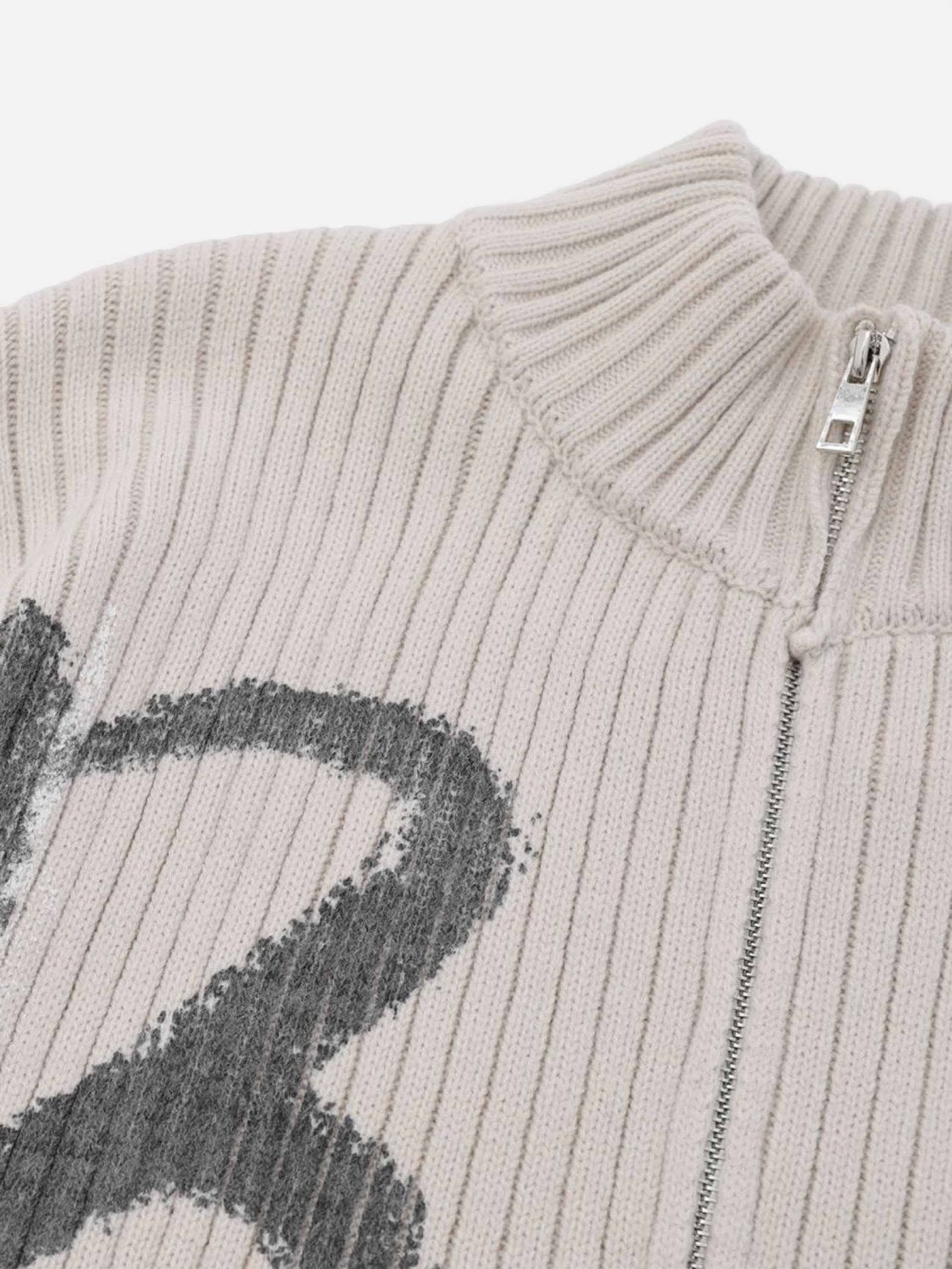 1984 Vintage Graffiti Print Cardigan Sweater - 1988 SP23110398KM