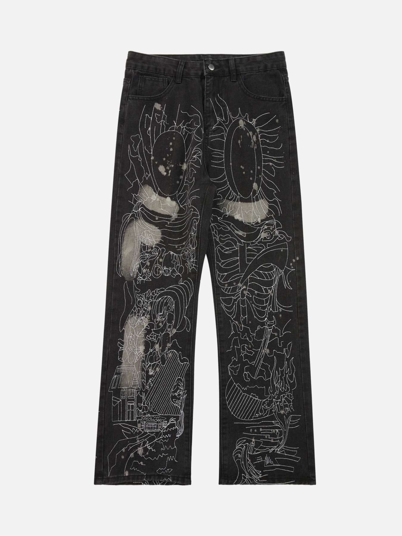 1984 Topstitched White Straight-leg Jeans SP231118RKEM
