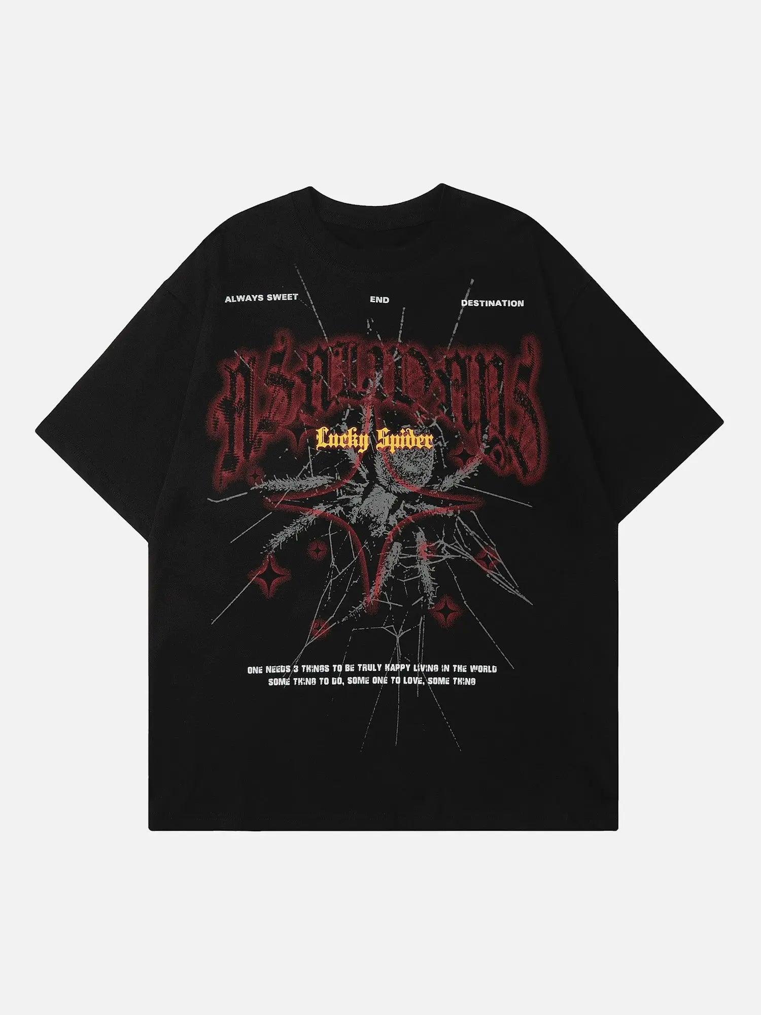American Trendy Dark Spider Design Short-sleeved T-shirt SP2404179DL3