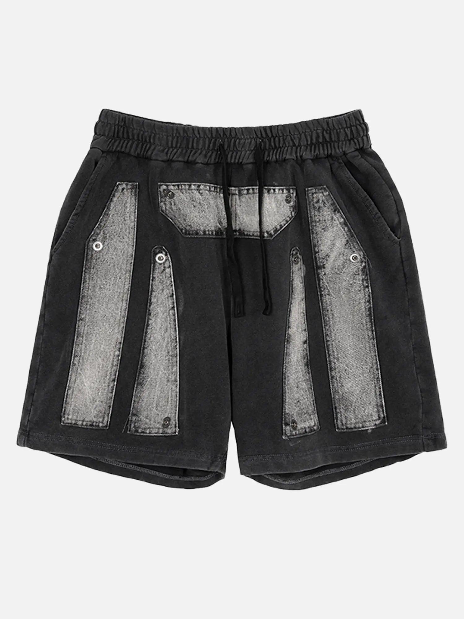 American Trendy Hip-hop Washed Patchwork Shorts SP2404121Y8S