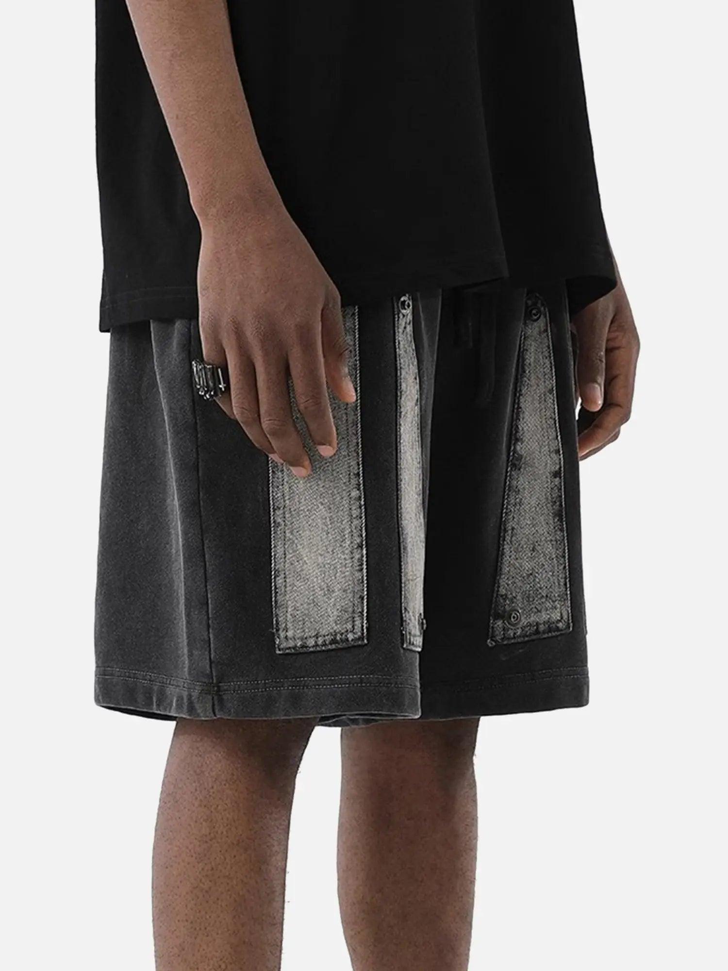 American Trendy Hip-hop Washed Patchwork Shorts SP2404121Y8S