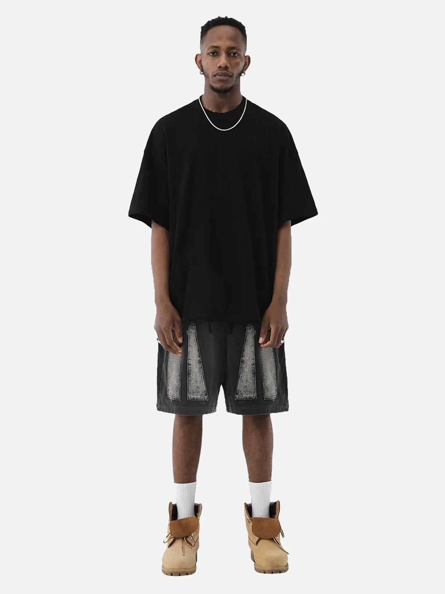 American Trendy Hip-hop Washed Patchwork Shorts SP2404121Y8S
