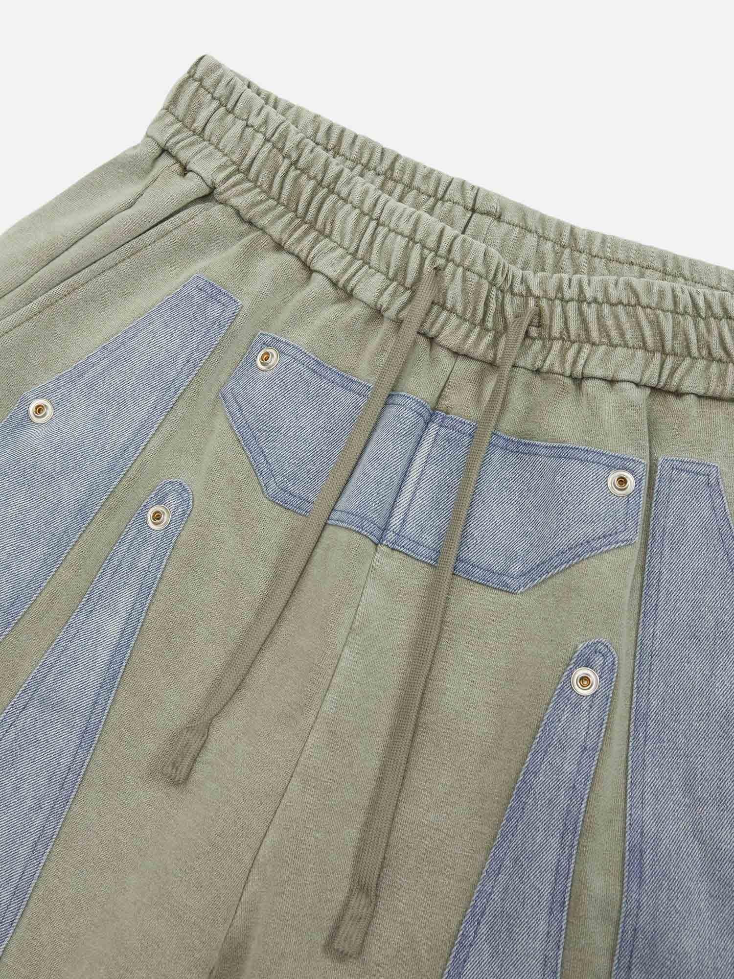 American Trendy Hip-hop Washed Patchwork Shorts SP2404121Y8S