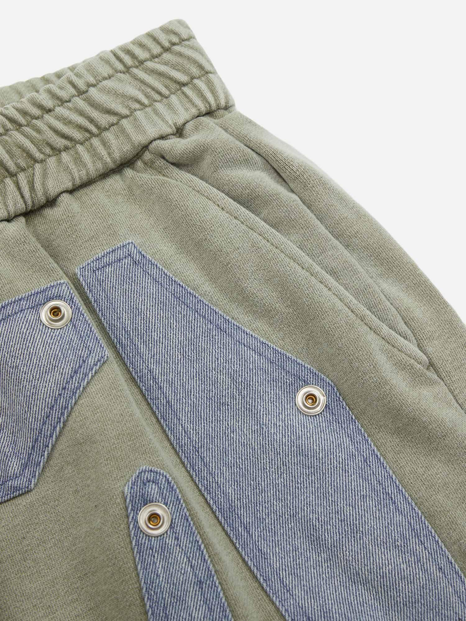American Trendy Hip-hop Washed Patchwork Shorts SP2404121Y8S