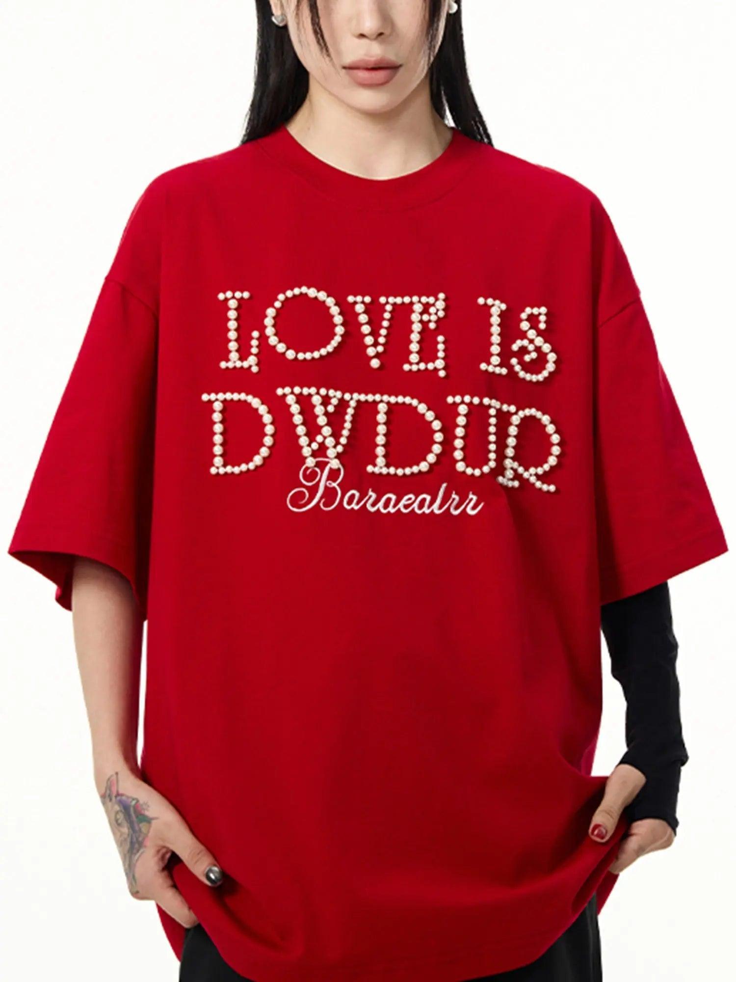 American Trendy Silicone Printed Pearl T-shirt SP240412D3UH