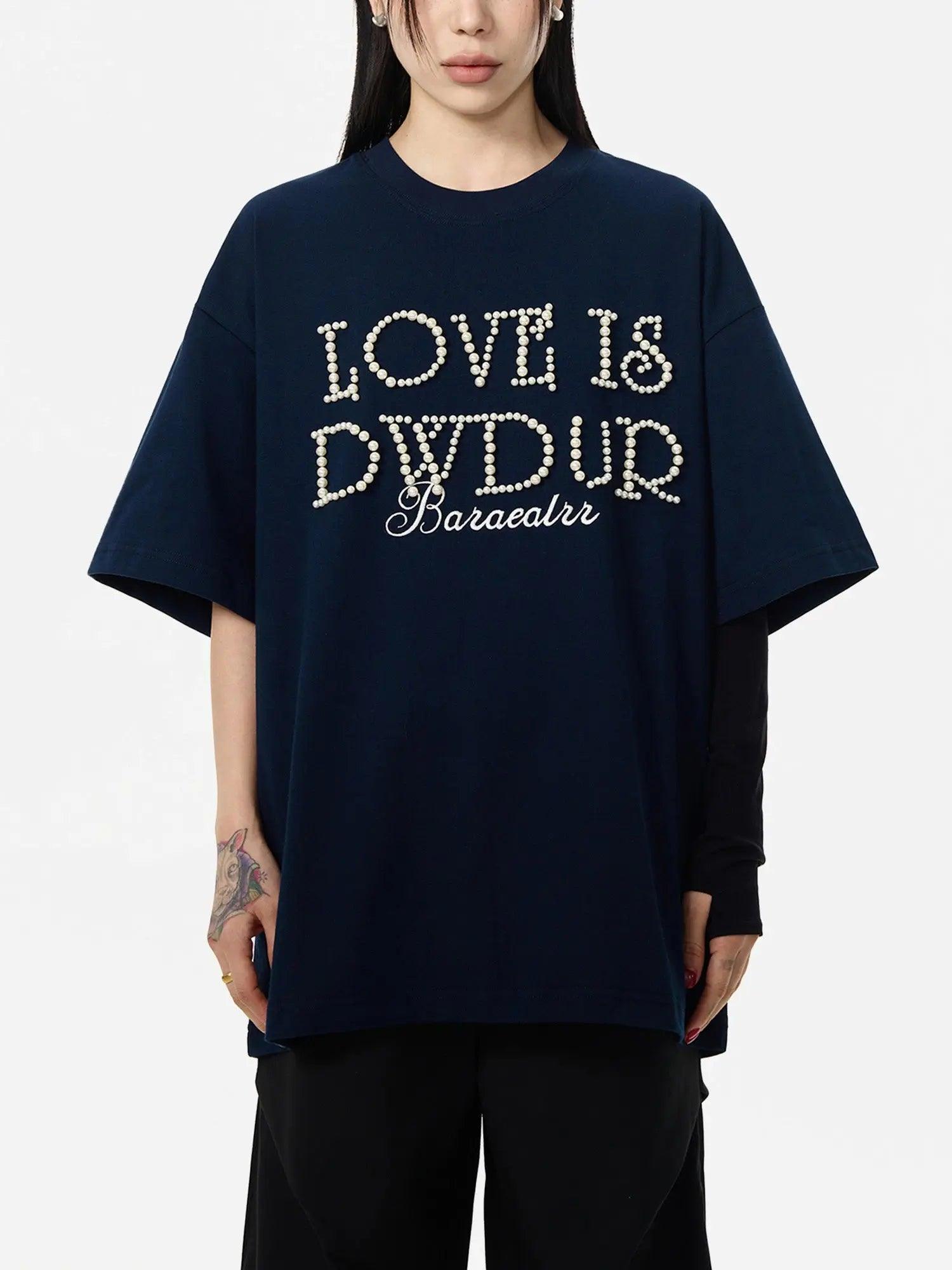 American Trendy Silicone Printed Pearl T-shirt SP240412D3UH