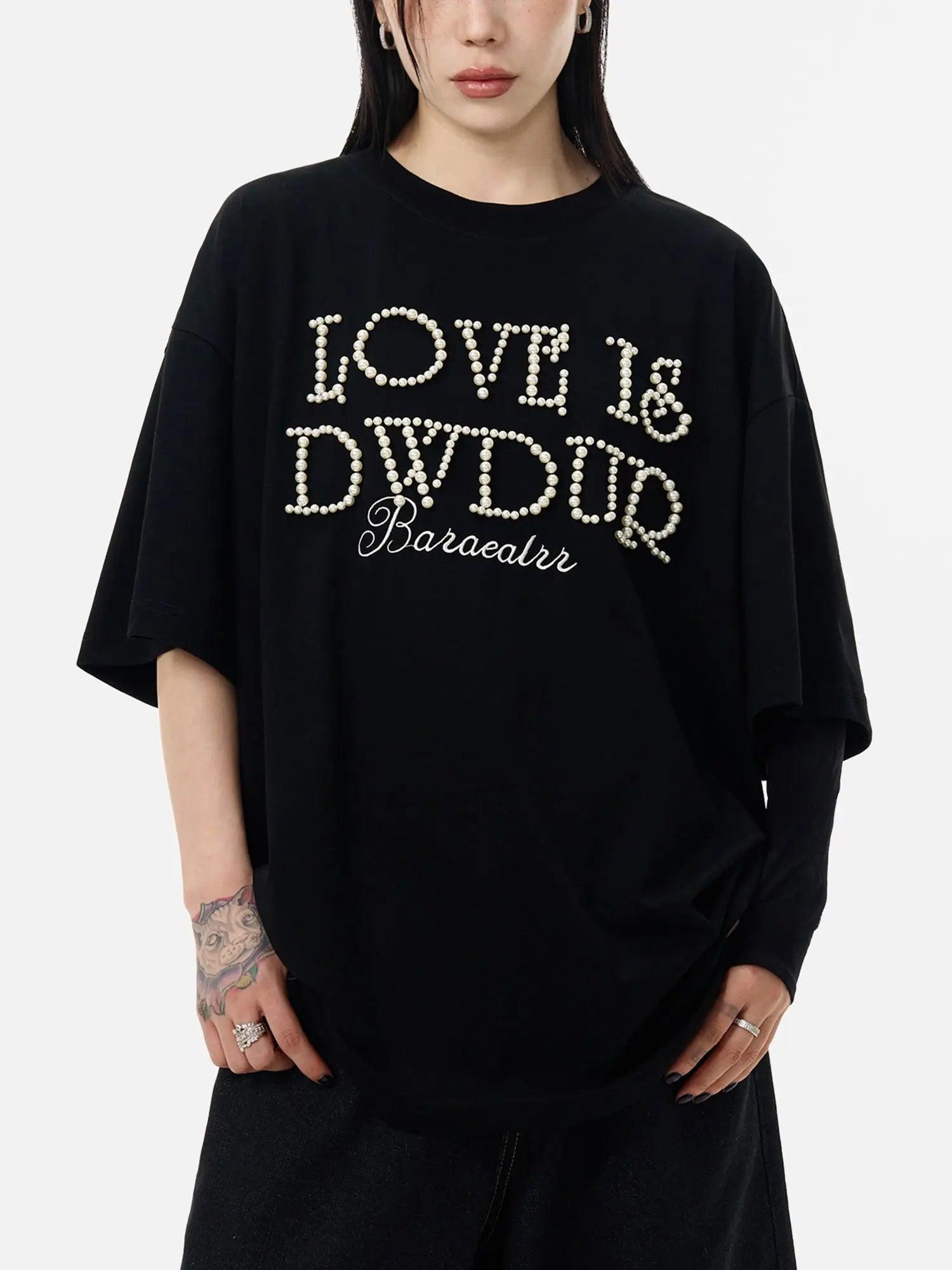 American Trendy Silicone Printed Pearl T-shirt SP240412D3UH