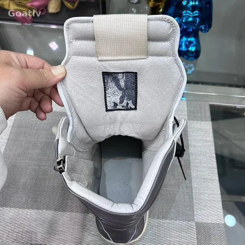 Casual Shoes Men High Top Gray Genuine Leather Luxury Trainers Women Geobasket Jumbo Lace Up Designer Sneaker Flats Ankle Boots - 1984