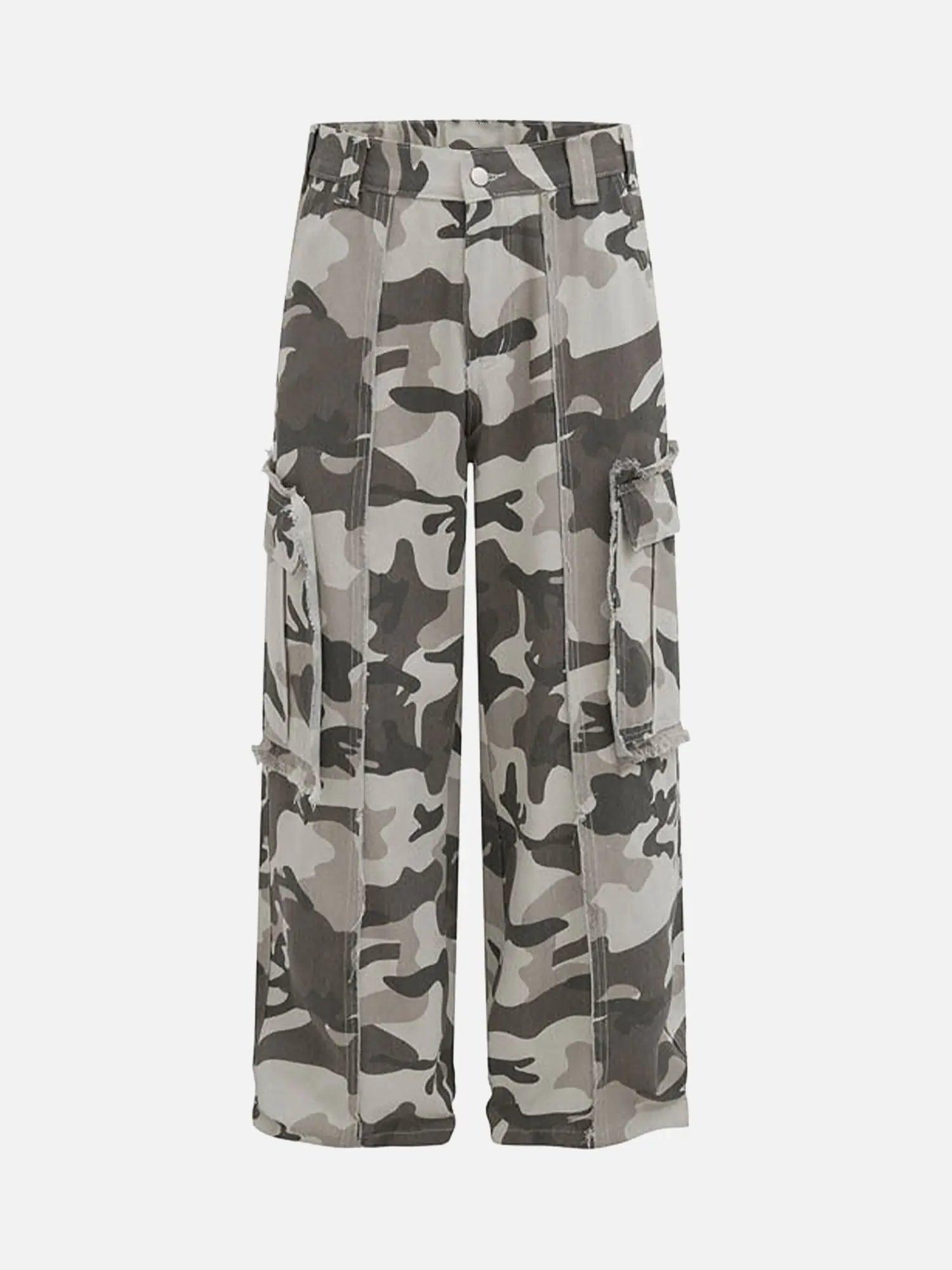 Cleanfit Street Camouflage Multi-pocket Raw Edge Niche Overalls cargo Pants SP2404206DBY