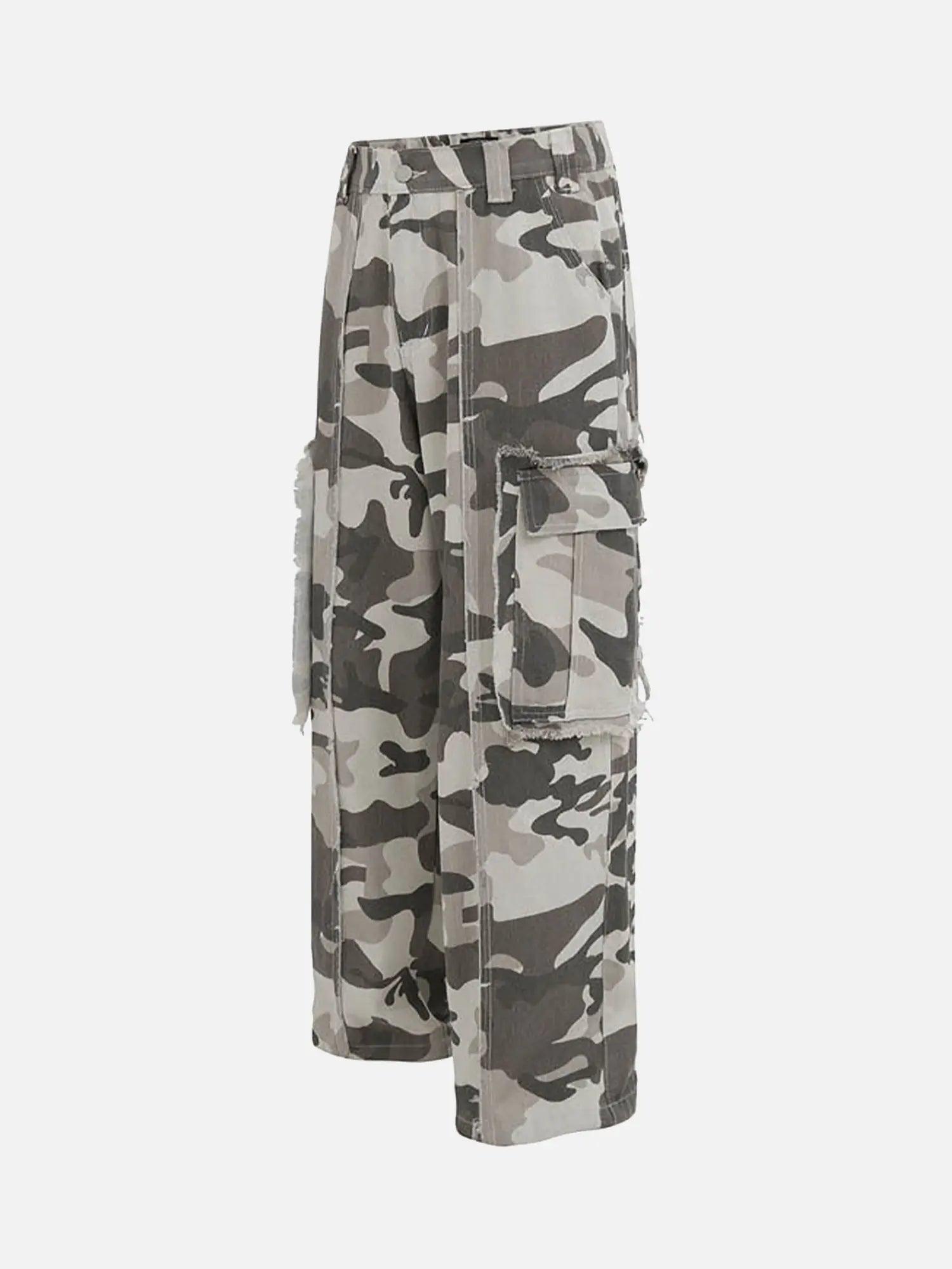 Cleanfit Street Camouflage Multi-pocket Raw Edge Niche Overalls cargo Pants SP2404206DBY