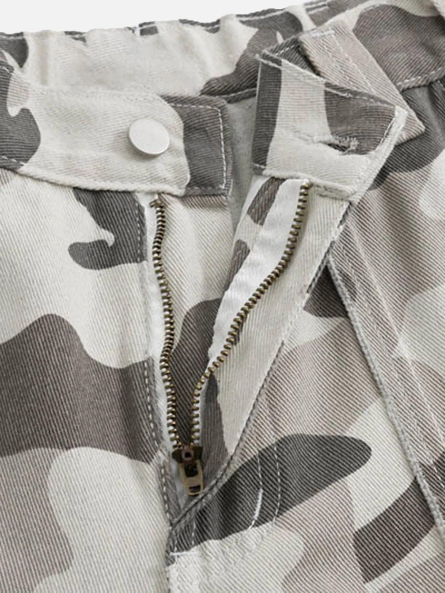 Cleanfit Street Camouflage Multi-pocket Raw Edge Niche Overalls cargo Pants SP2404206DBY