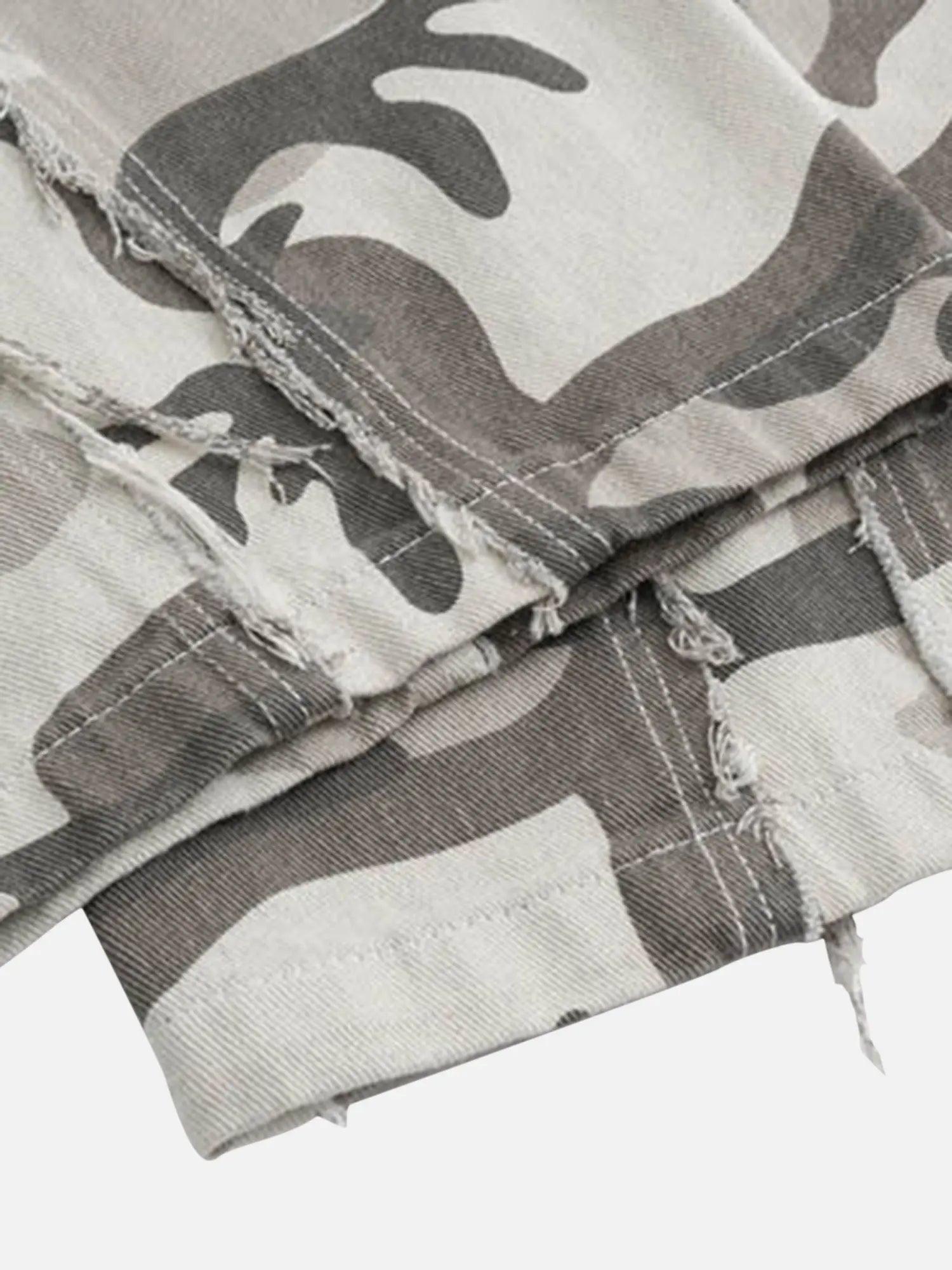Cleanfit Street Camouflage Multi-pocket Raw Edge Niche Overalls cargo Pants SP2404206DBY
