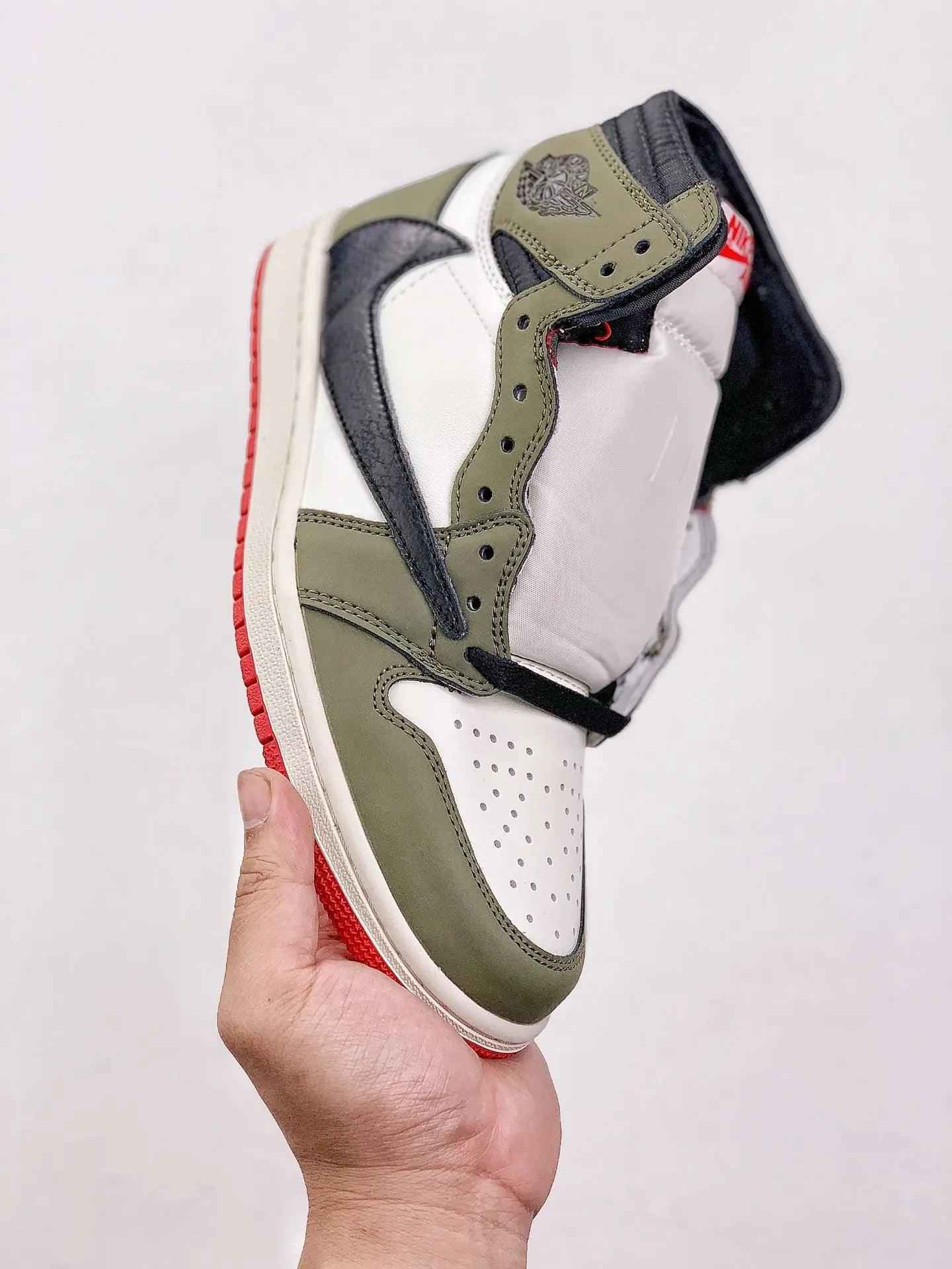 Custom GREEN T-Scott x Fragment x Air Jordan 1 High Q ( Customs And Box ), Jordan 1 Sneakers Active CACTUS JACK