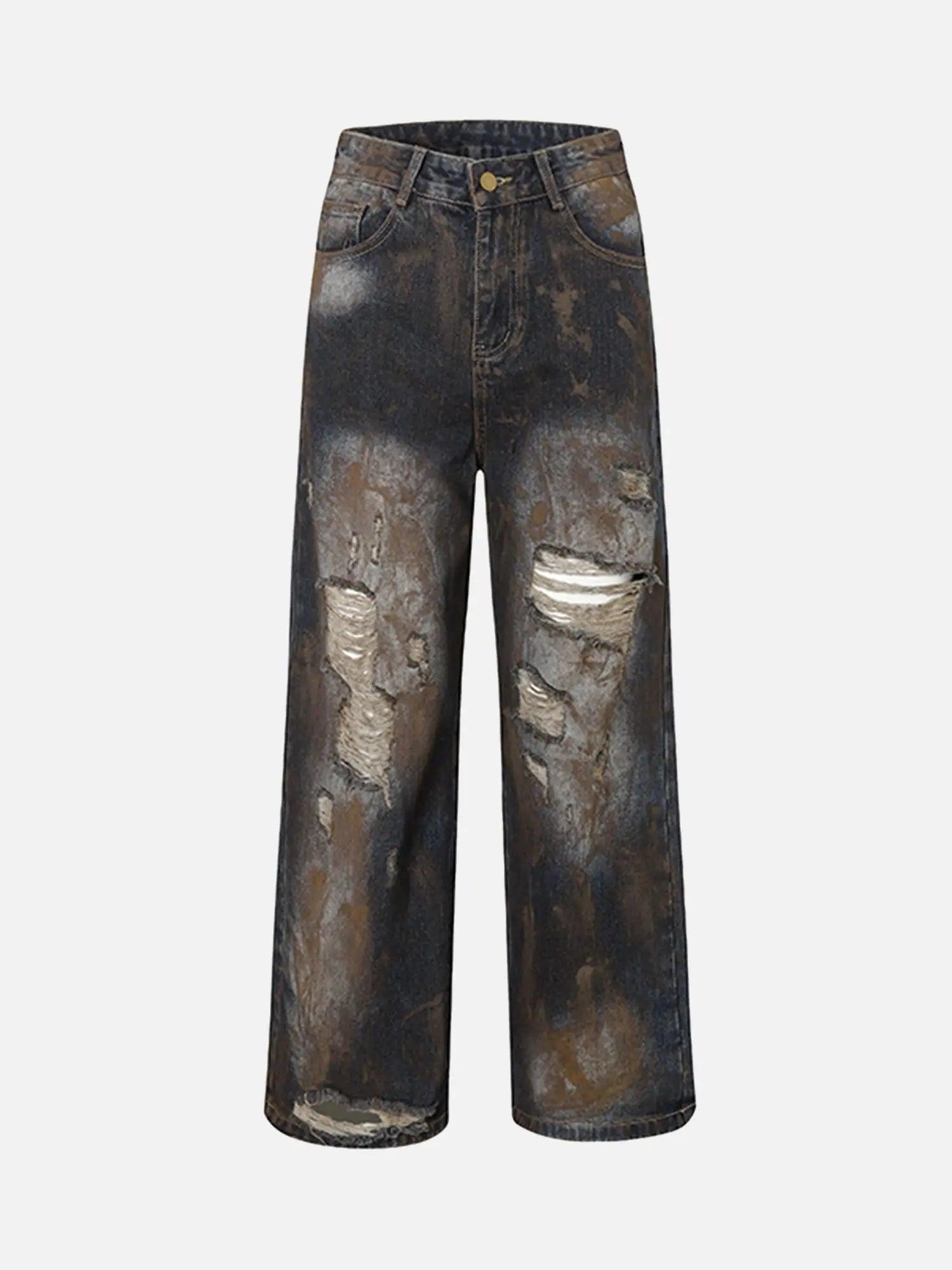 Heavy Duty Ripped Washed Straight Jeans SP240325FSHE