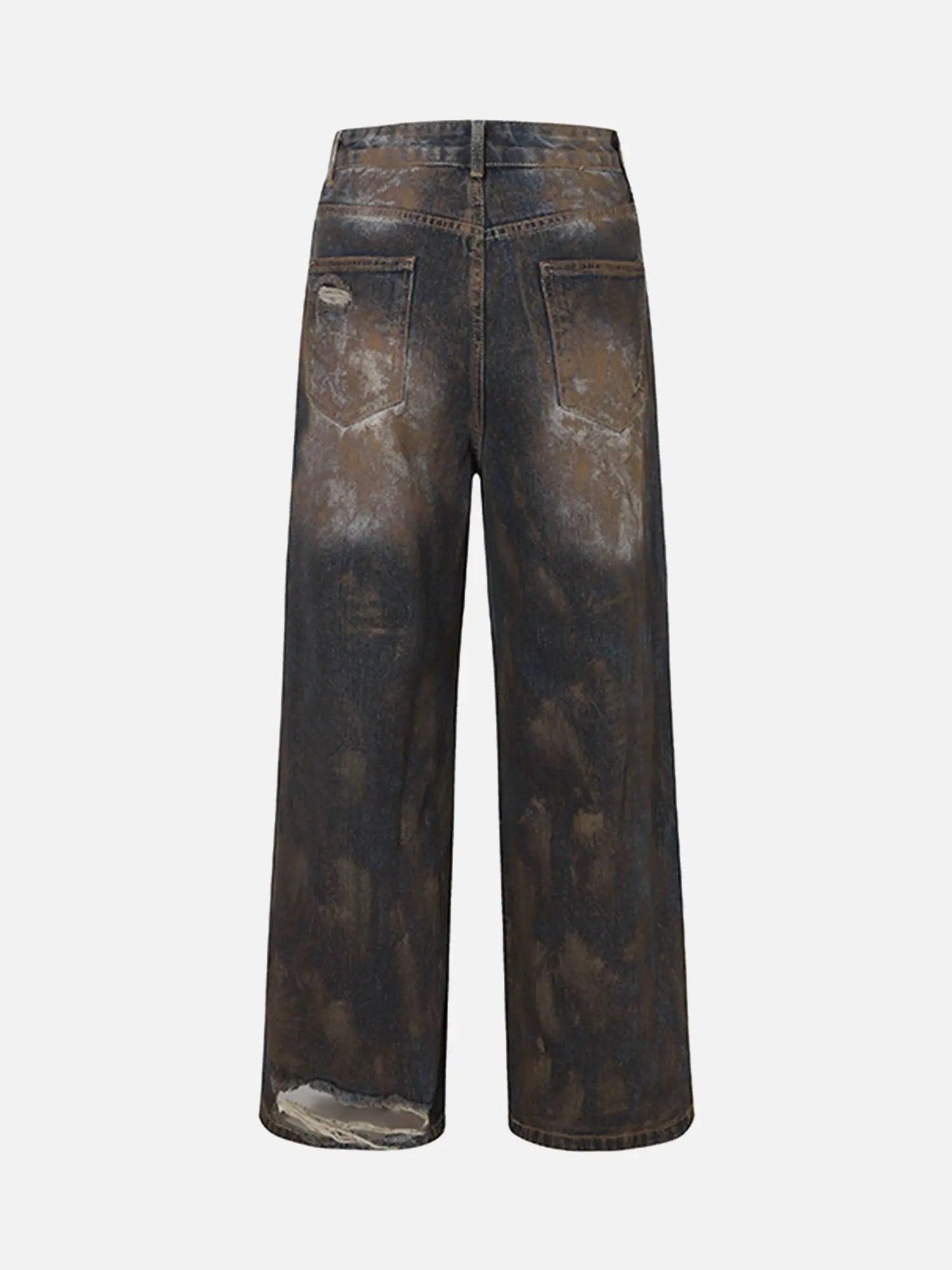 Heavy Duty Ripped Washed Straight Jeans SP240325FSHE