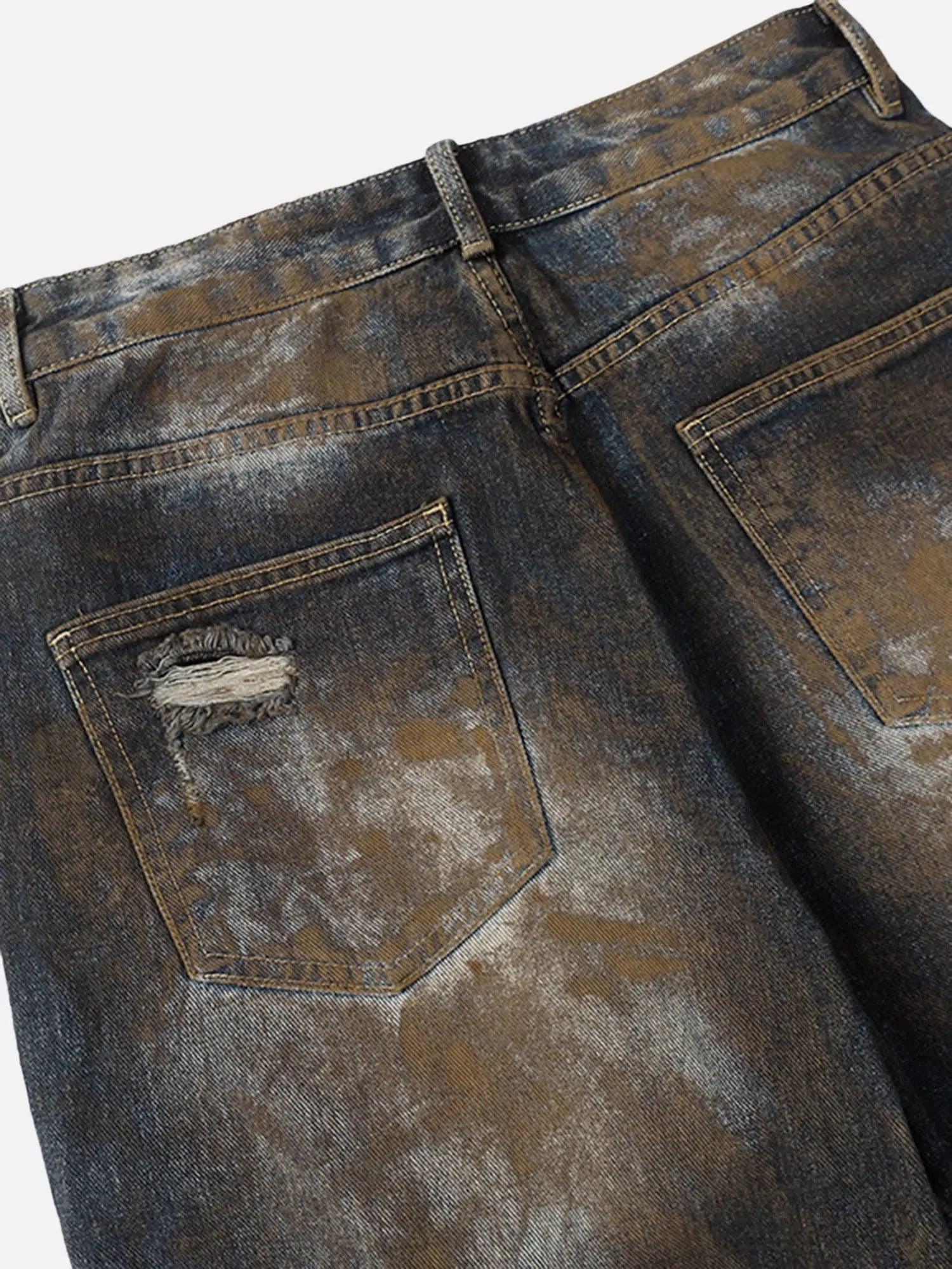 Heavy Duty Ripped Washed Straight Jeans SP240325FSHE