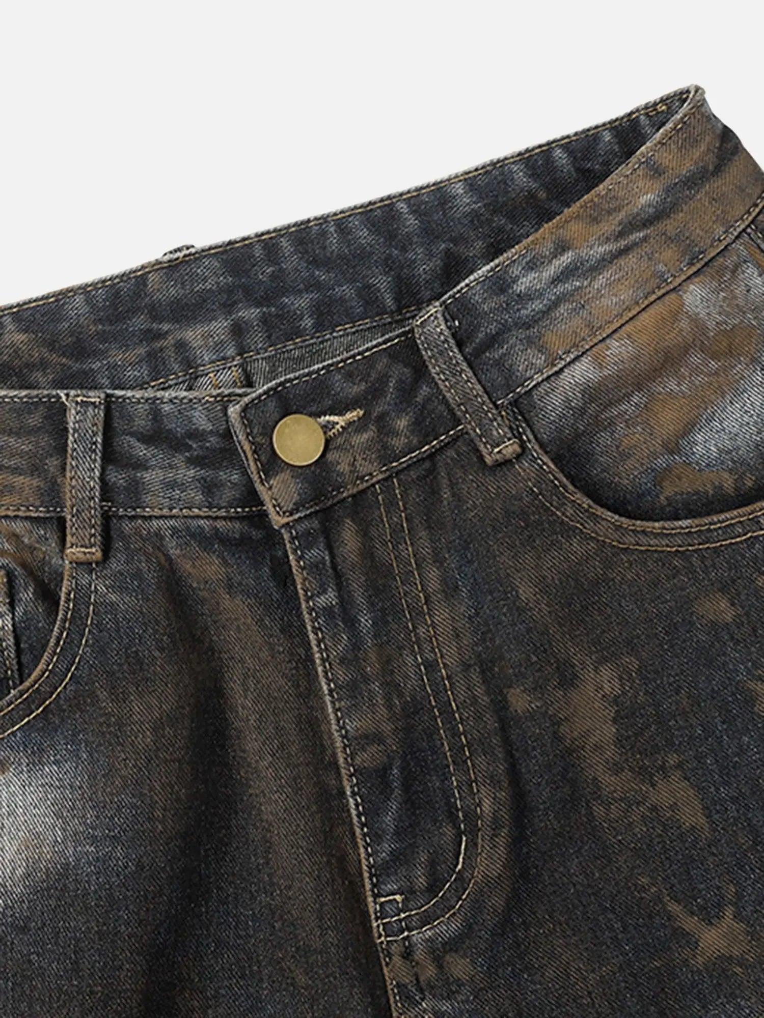 Heavy Duty Ripped Washed Straight Jeans SP240325FSHE