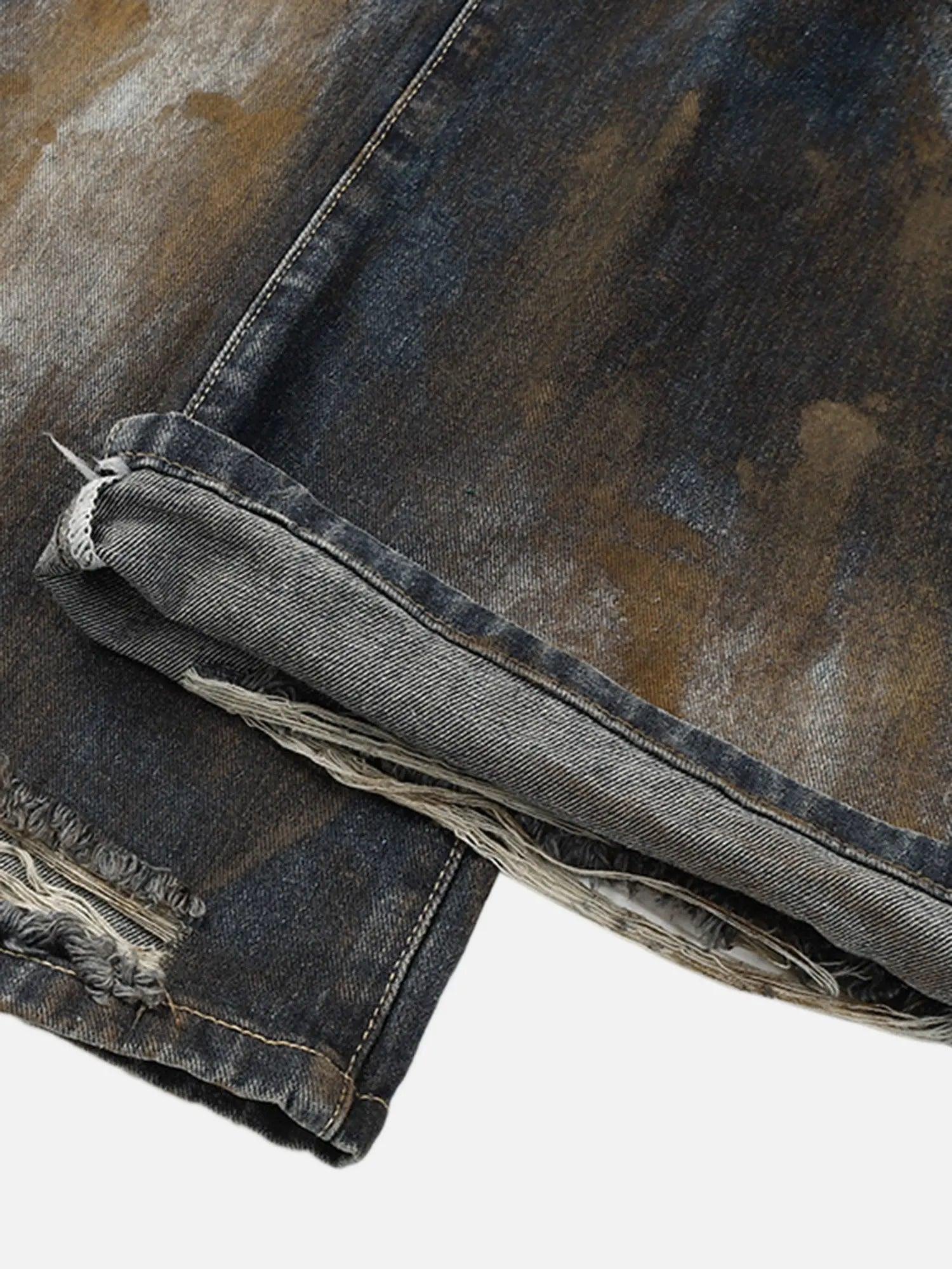 Heavy Duty Ripped Washed Straight Jeans SP240325FSHE