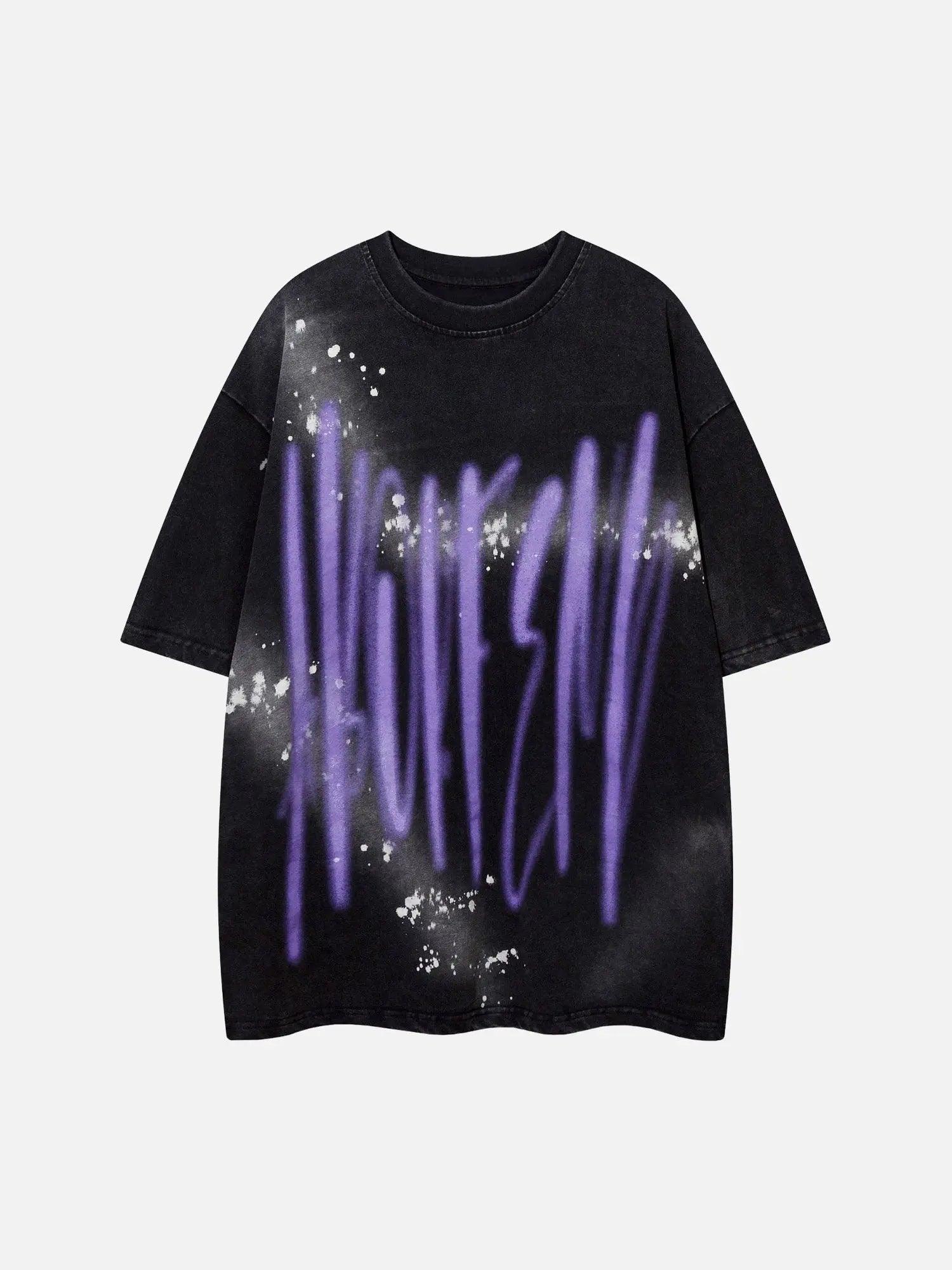 Heavy Duty Washed Stir-fried Snowflake Horsetail T-shirt SP240320Y6CL