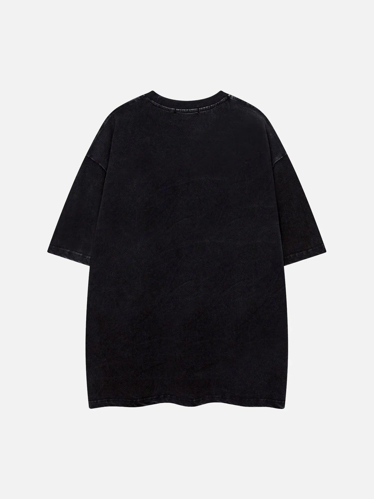 Heavy Duty Washed Stir-fried Snowflake Horsetail T-shirt SP240320Y6CL