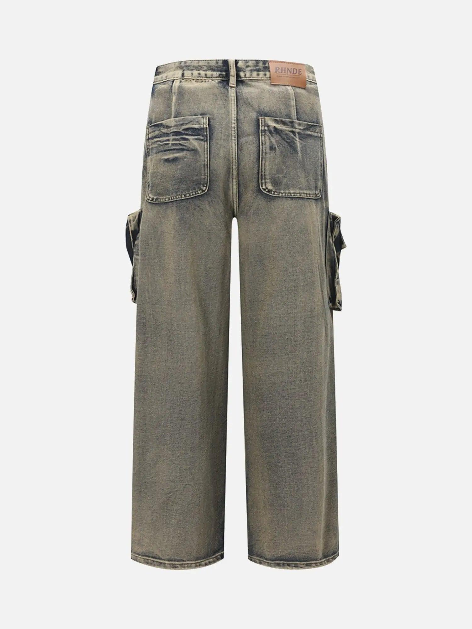 Heavy-duty Washed Wasteland Style Multi-pocket Denim Overalls SP240411EN1W