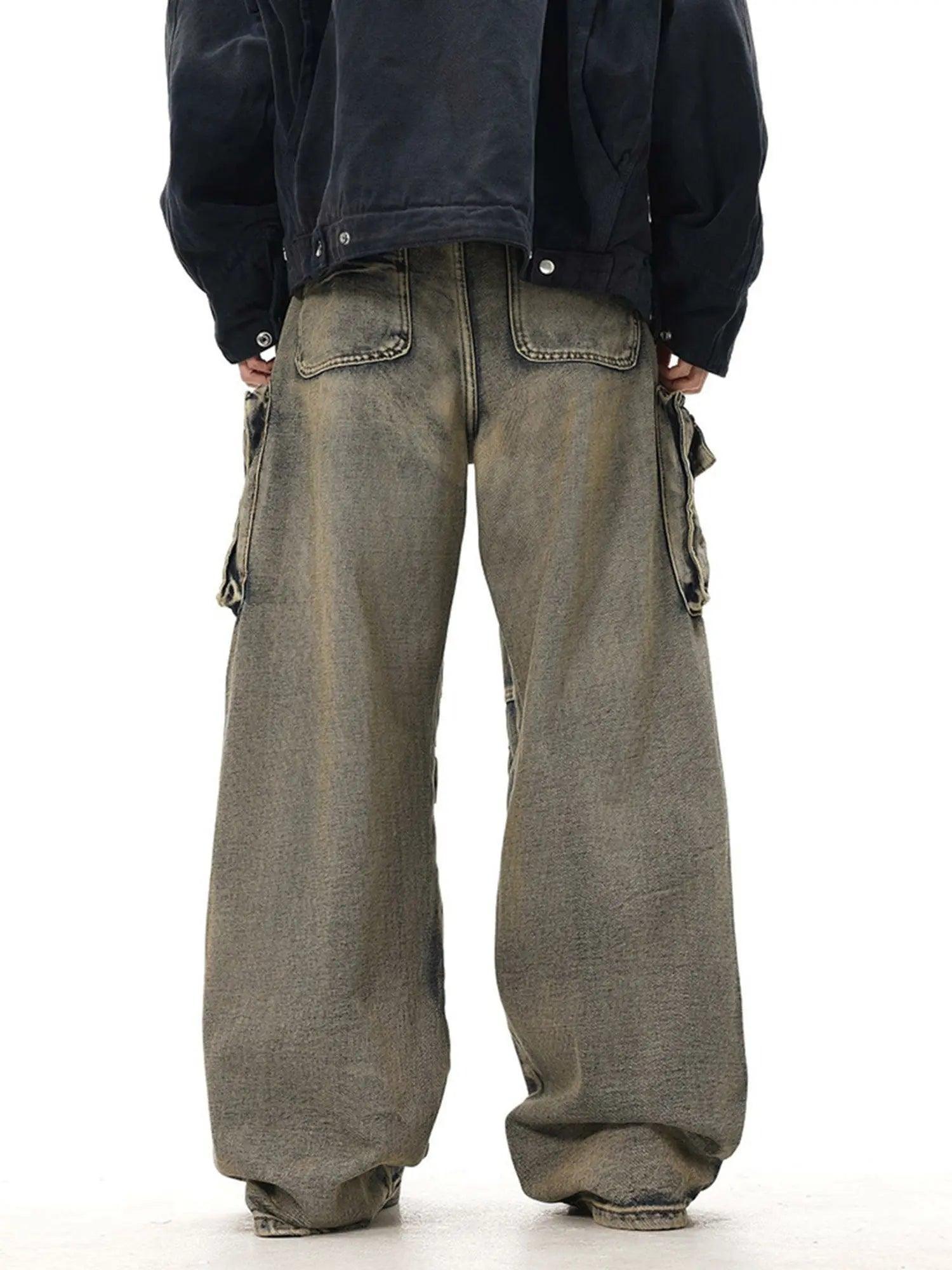 Heavy-duty Washed Wasteland Style Multi-pocket Denim Overalls SP240411EN1W