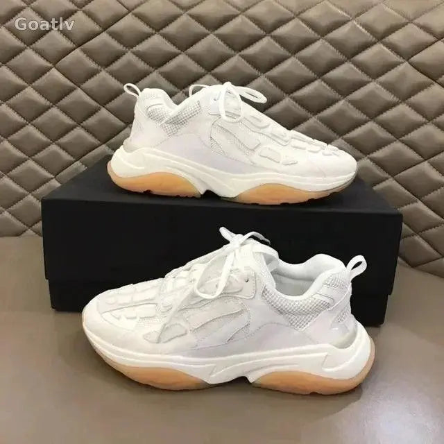 High Quality Cowhide Stitched Bone Shape Unisex Sneakers - 1984
