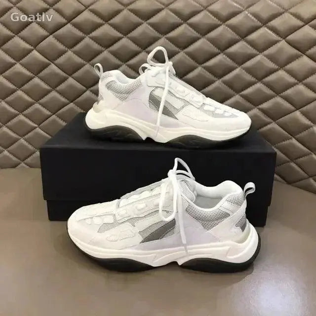 High Quality Cowhide Stitched Bone Shape Unisex Sneakers - 1984