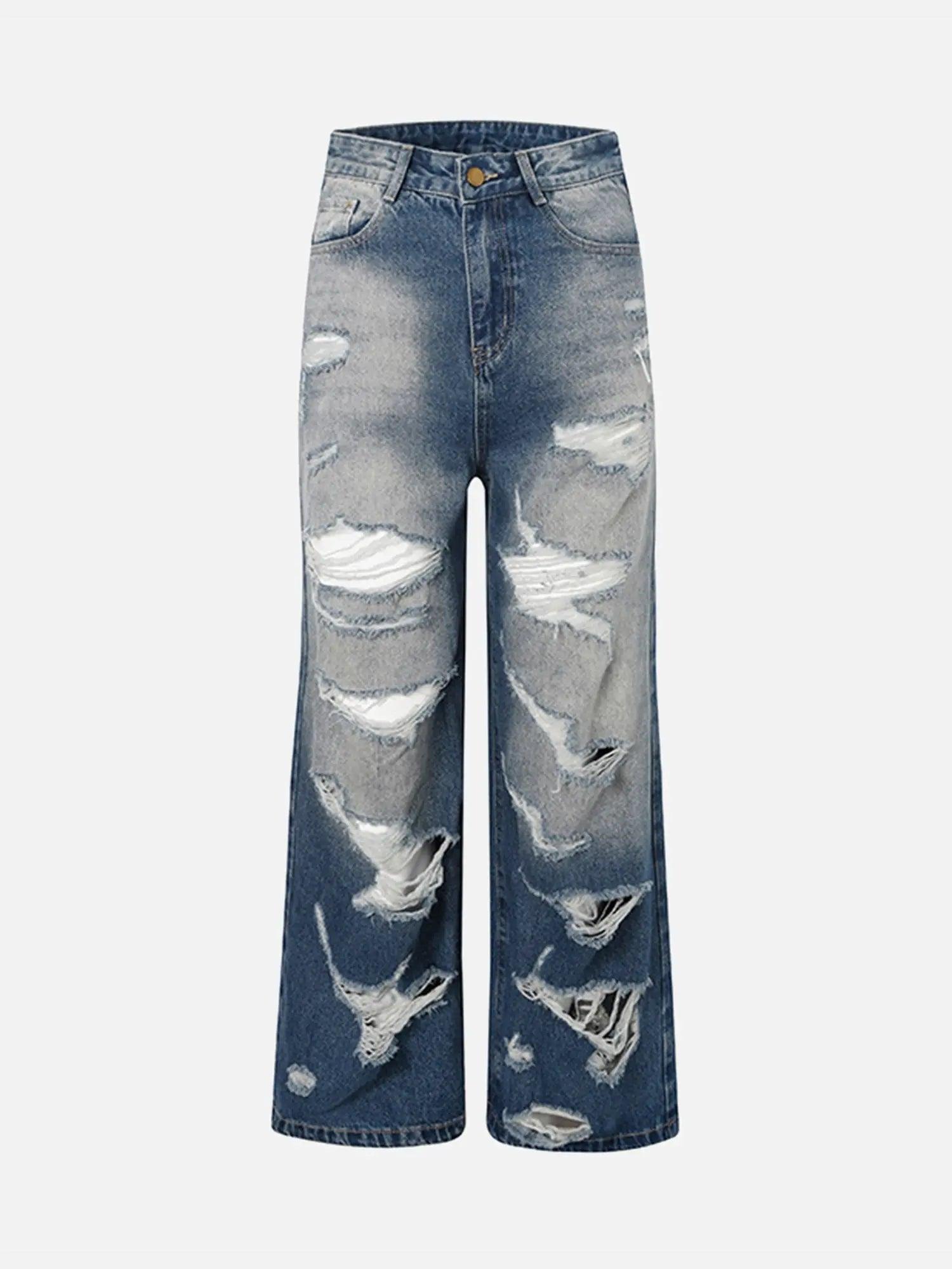High Street Heavy Duty Ripped Washed Straight Jeans SP240325L5IS