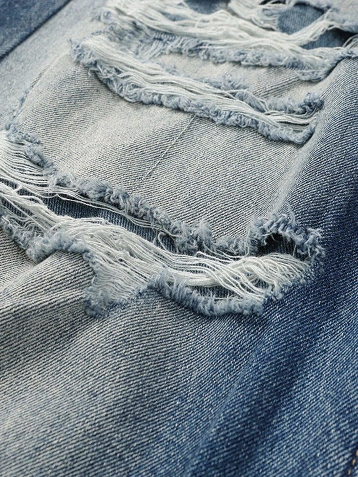 High Street Heavy Duty Ripped Washed Straight Jeans SP240325L5IS