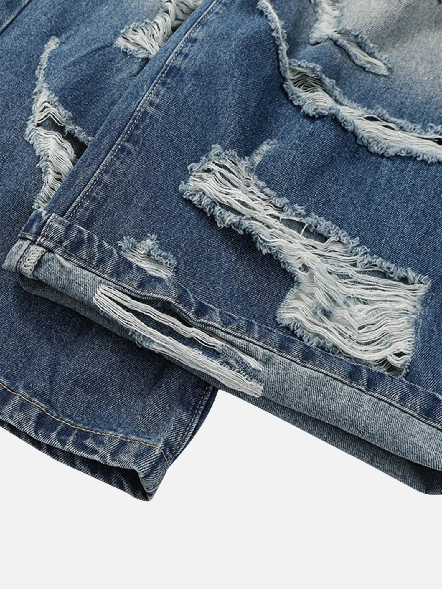 High Street Heavy Duty Ripped Washed Straight Jeans SP240325L5IS