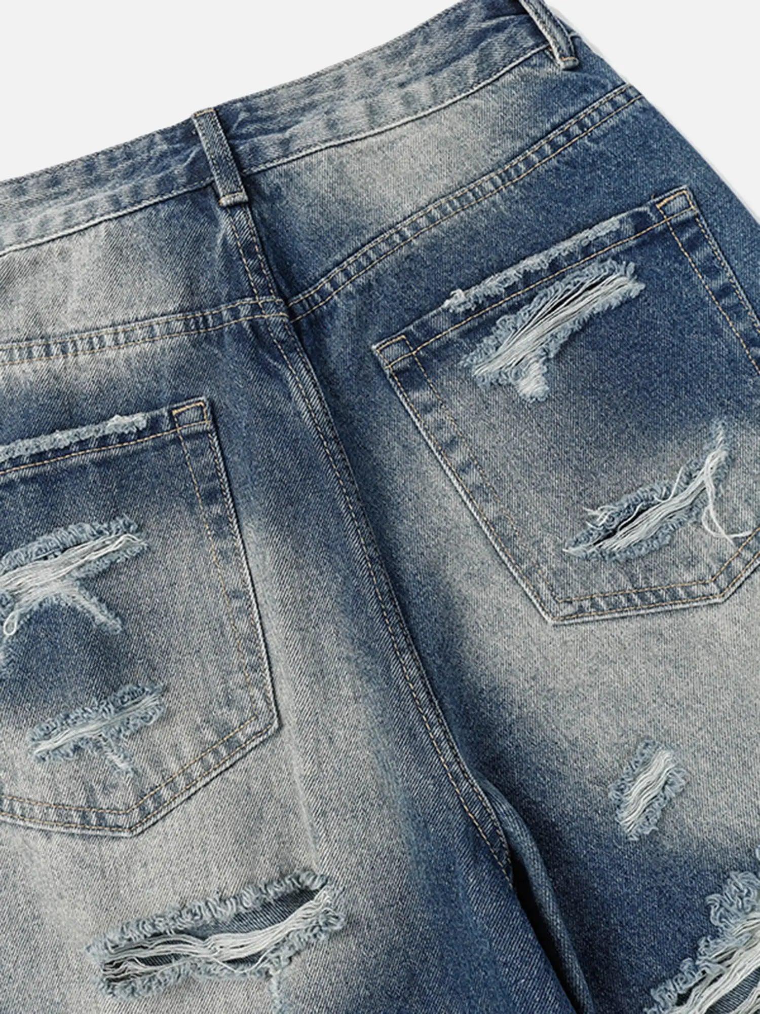 High Street Heavy Duty Ripped Washed Straight Jeans SP240325L5IS
