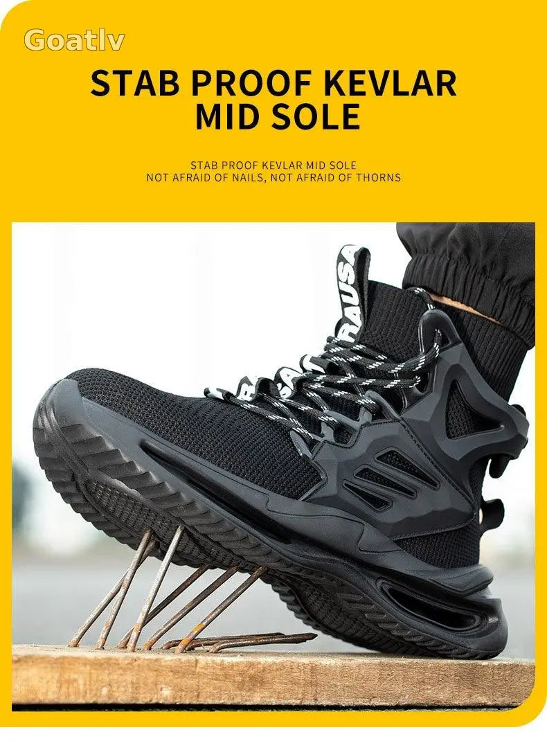 New High-Top Shoes Men's Anti-Smashing And Anti-Piercing Steel-Toed Protective Safety Shoes Lightweight And Breathable Work Shoes - 1984