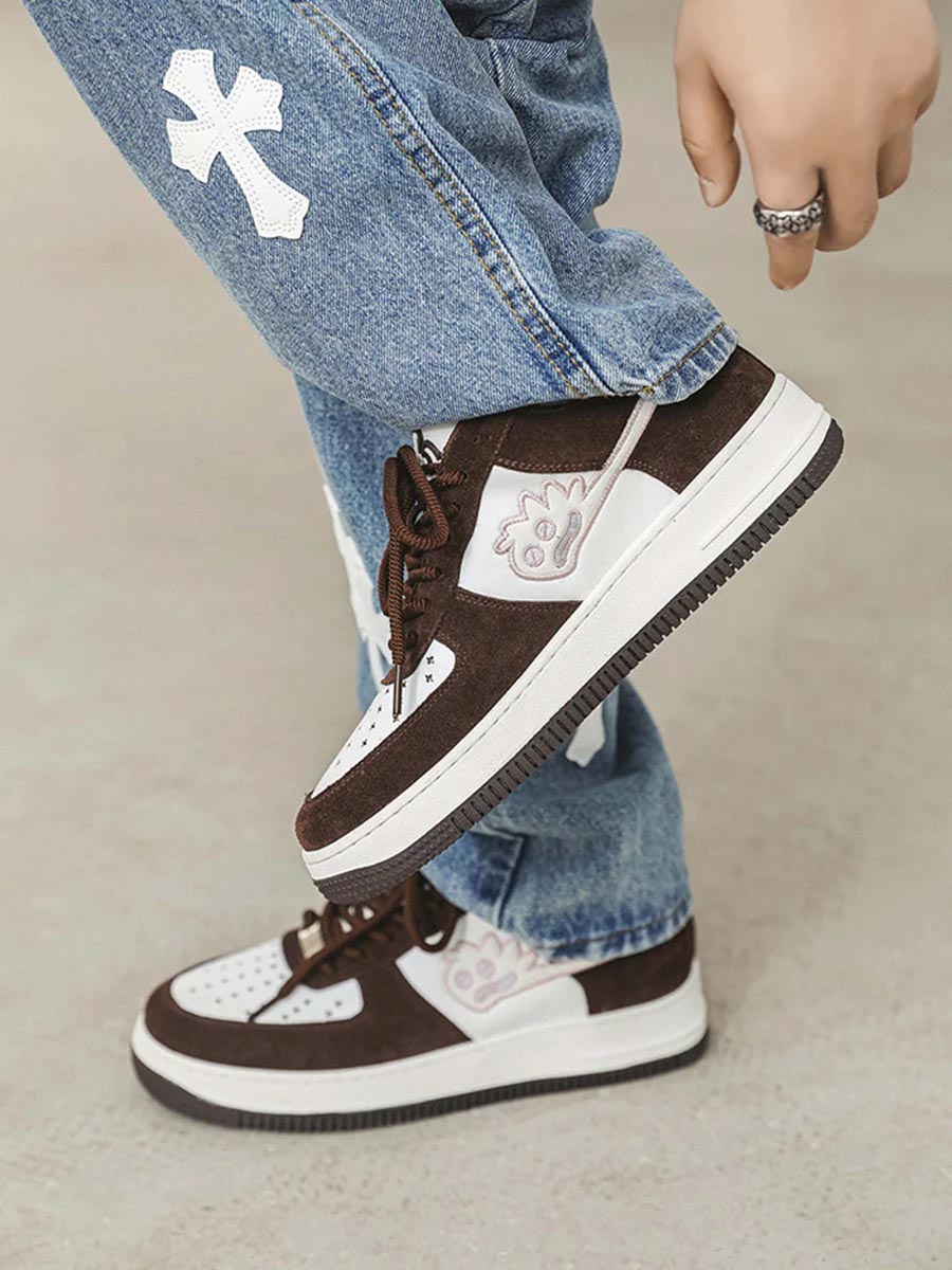 Sneakerhill Suede Splicing Skateboard Casual Sneakers -1342
