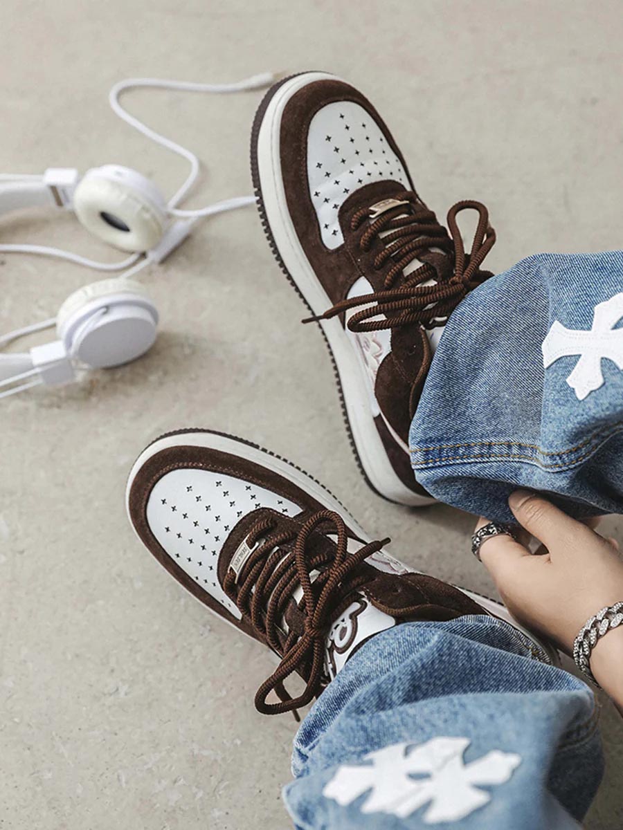 Sneakerhill Suede Splicing Skateboard Casual Sneakers -1342