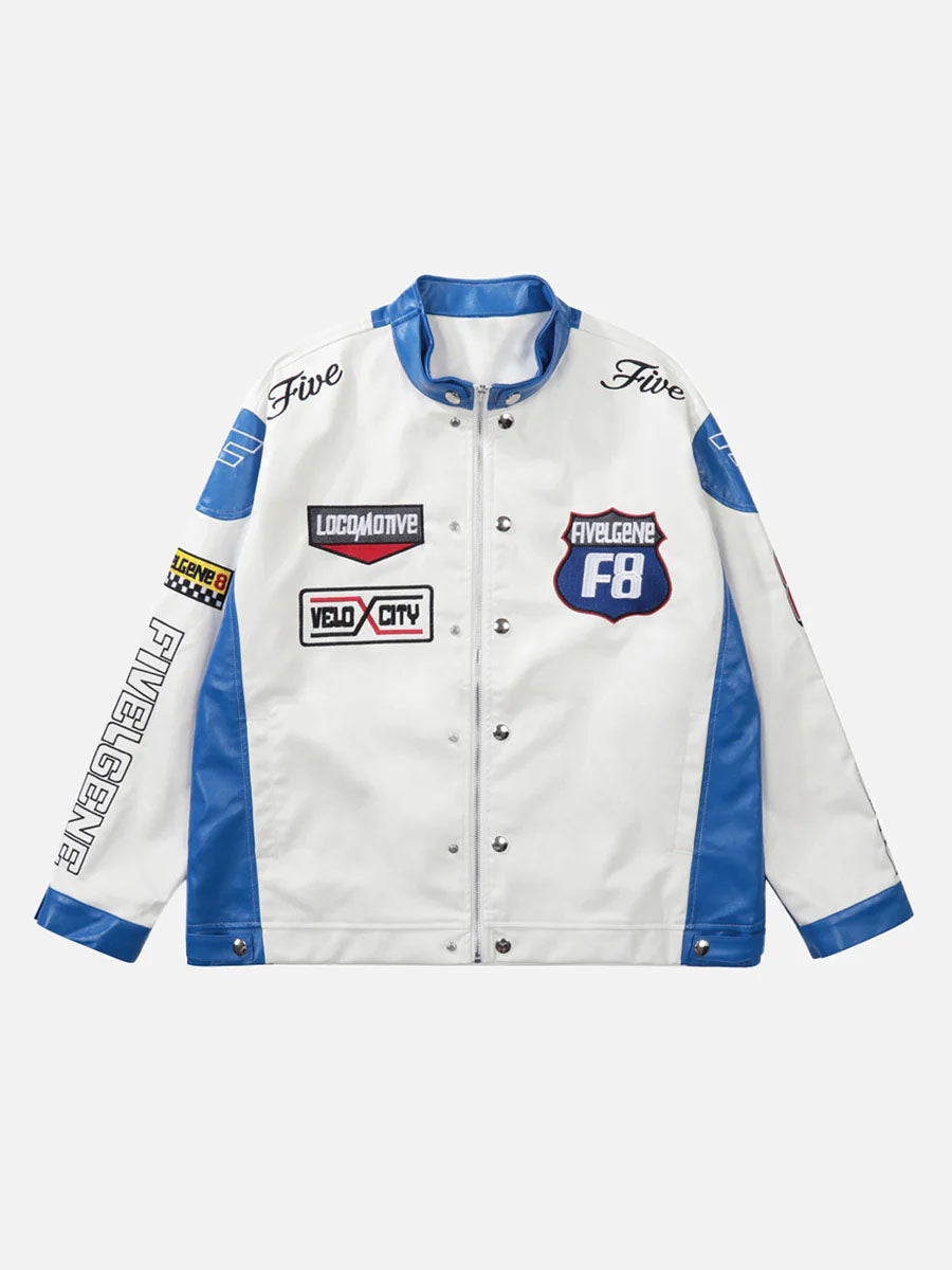 1984 Motorcycle PU Leather Stitching Racing Jacket -1370 SP220807RT1U