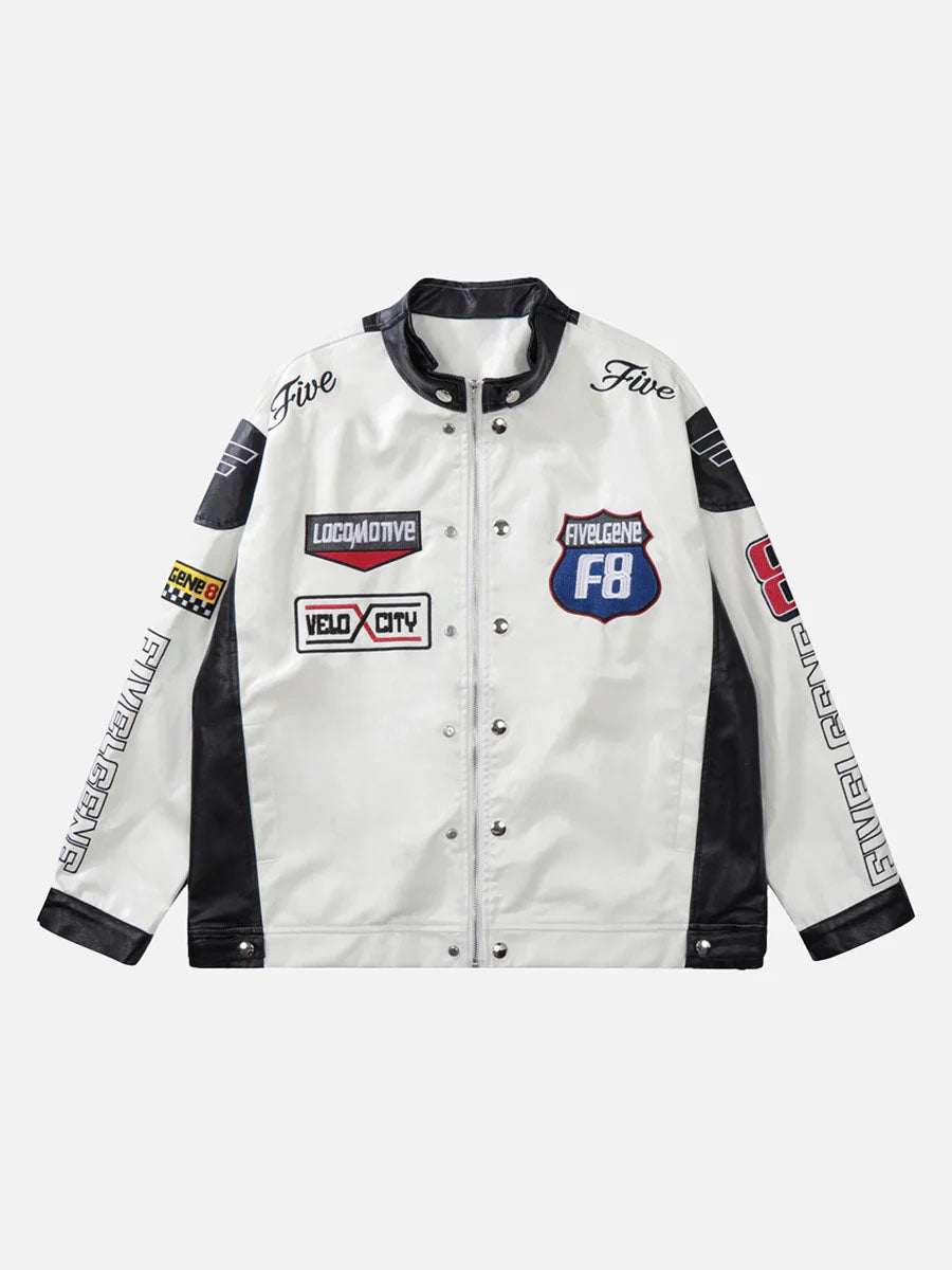 1984 Motorcycle PU Leather Stitching Racing Jacket -1370 SP220807RT1U